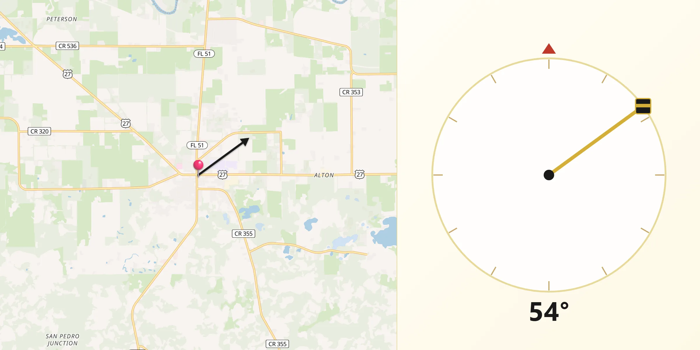 Qibla Direction from Mayo