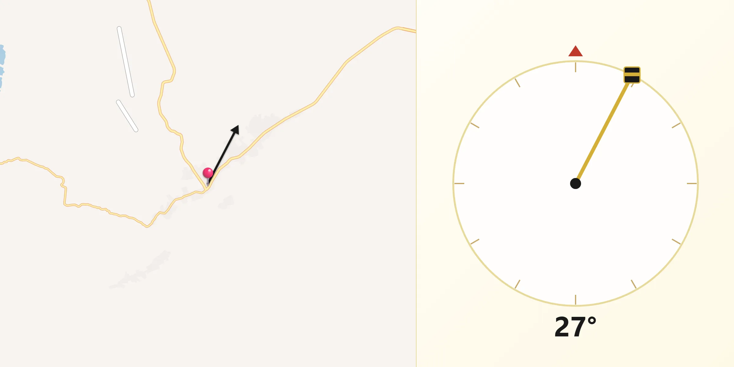 Dirección de la Qibla desde El Rosario de Arriba