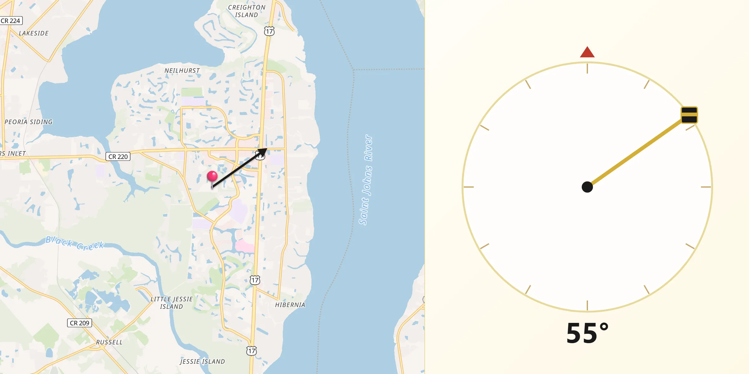 Qibla Direction from Fleming Island