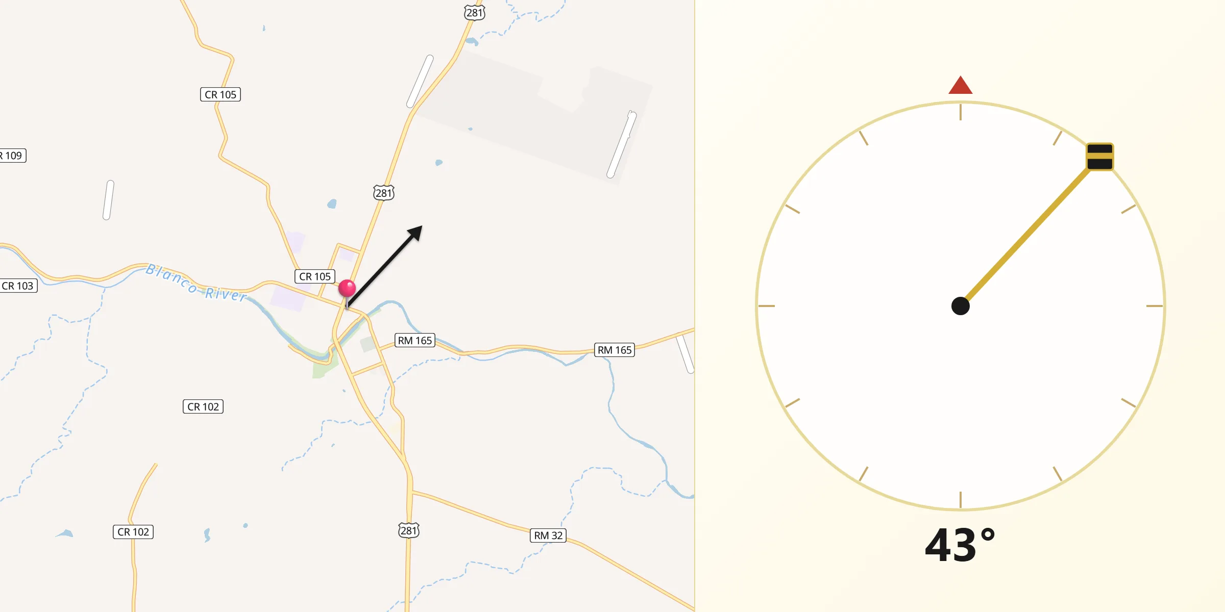 Qibla Direction from Blanco