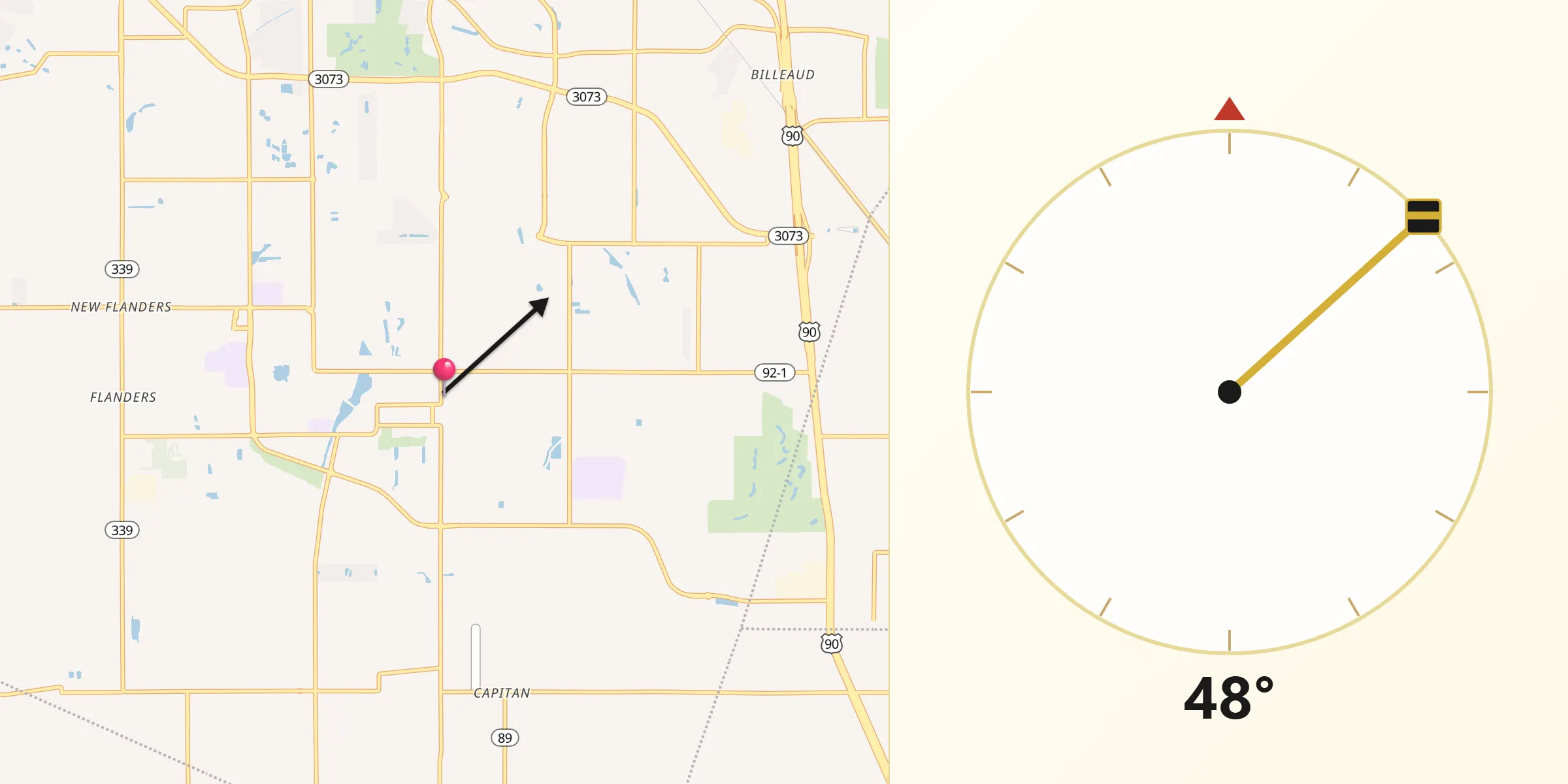 Qibla Direction from Youngsville