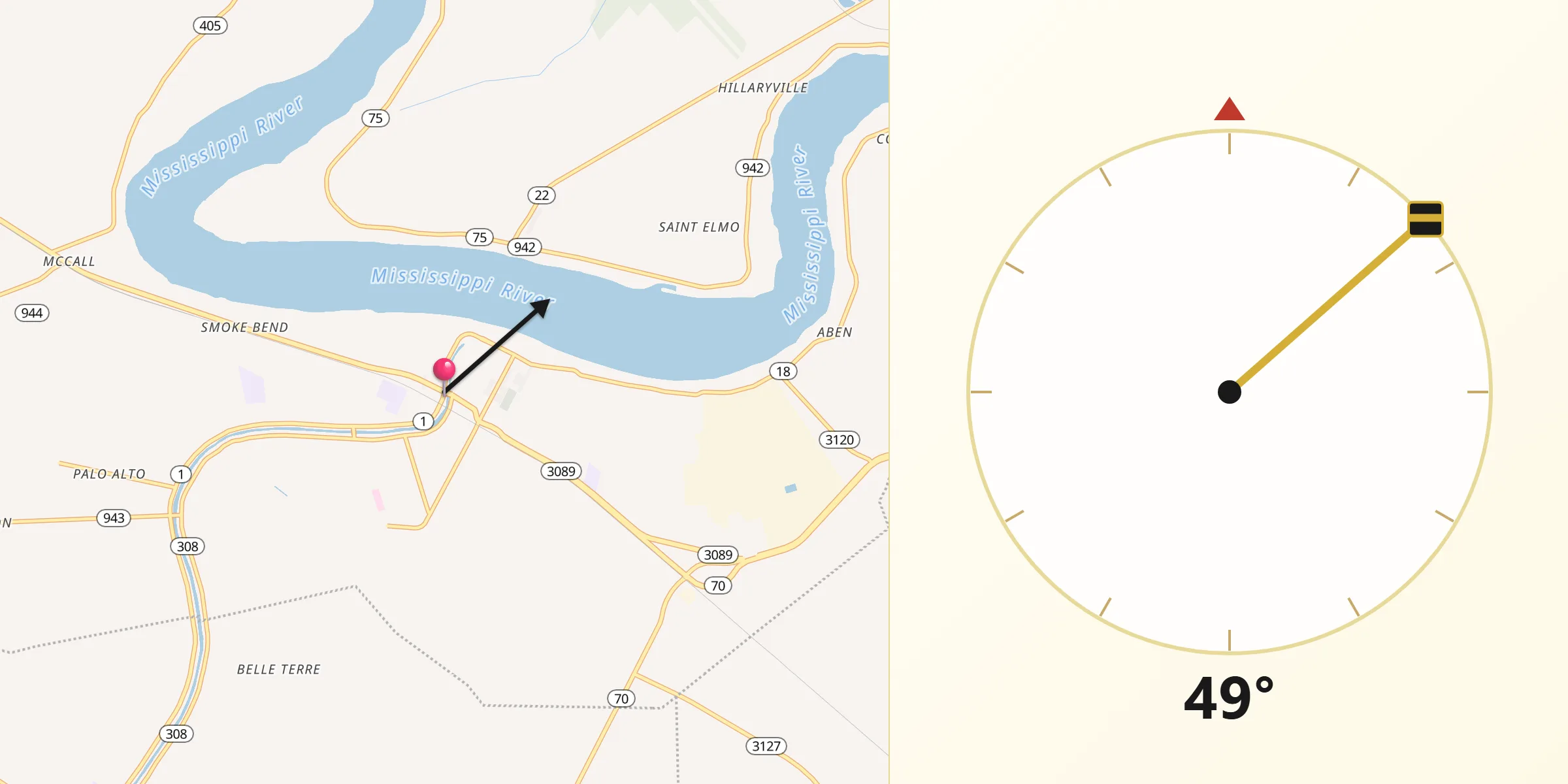 Qibla Direction from Donaldsonville