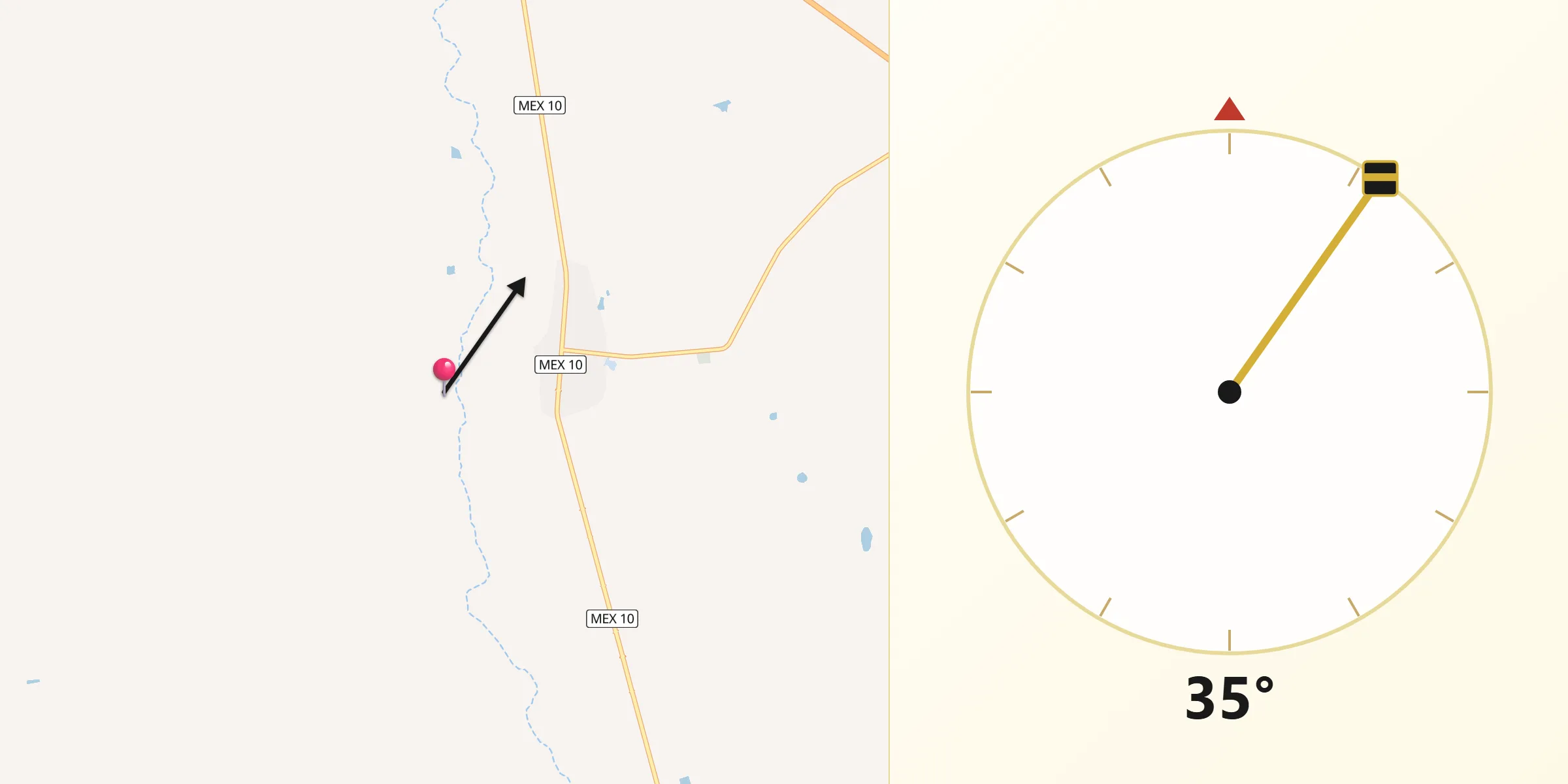 Dirección de la Qibla desde Galeana