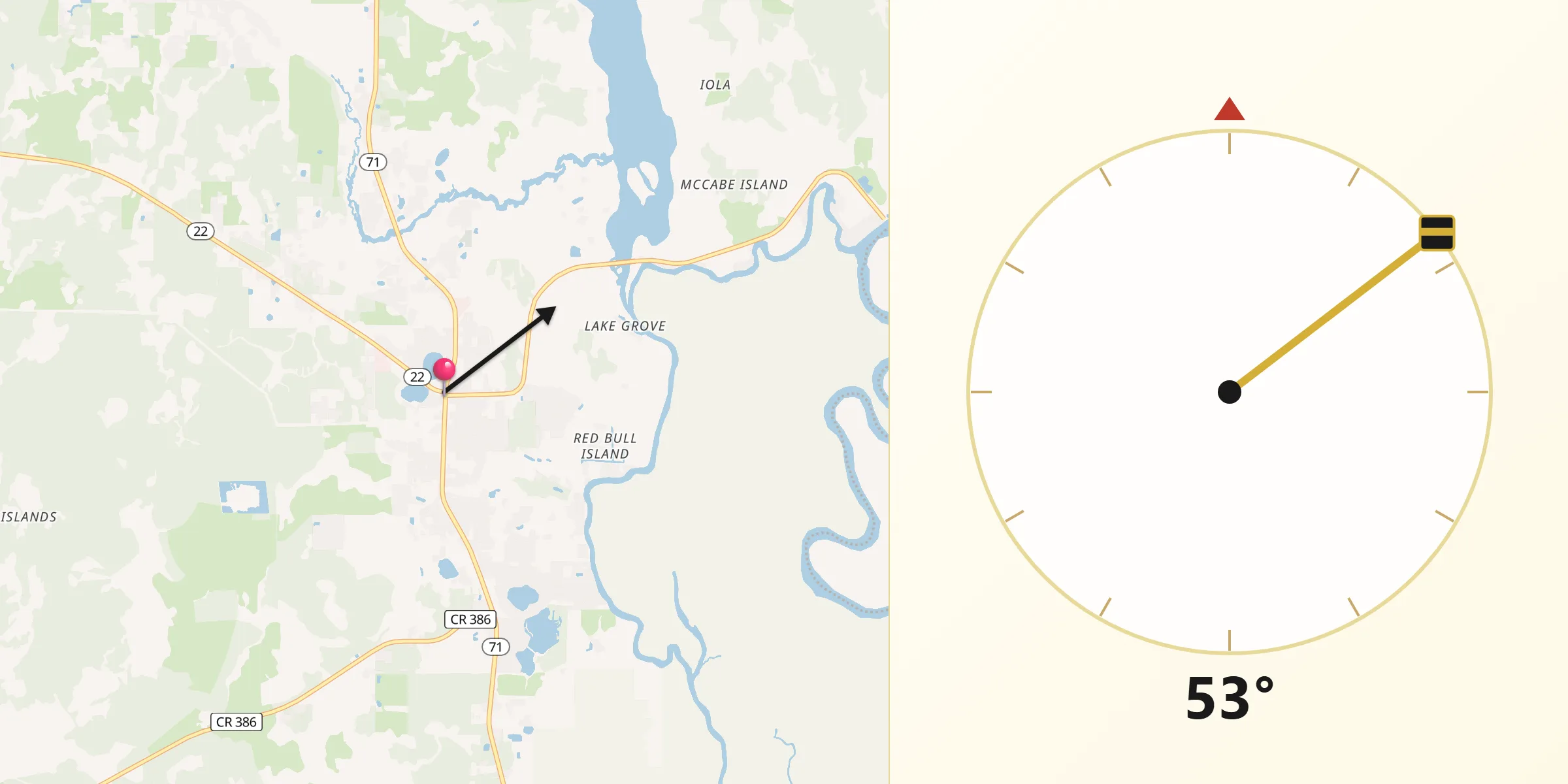Qibla Direction from Wewahitchka