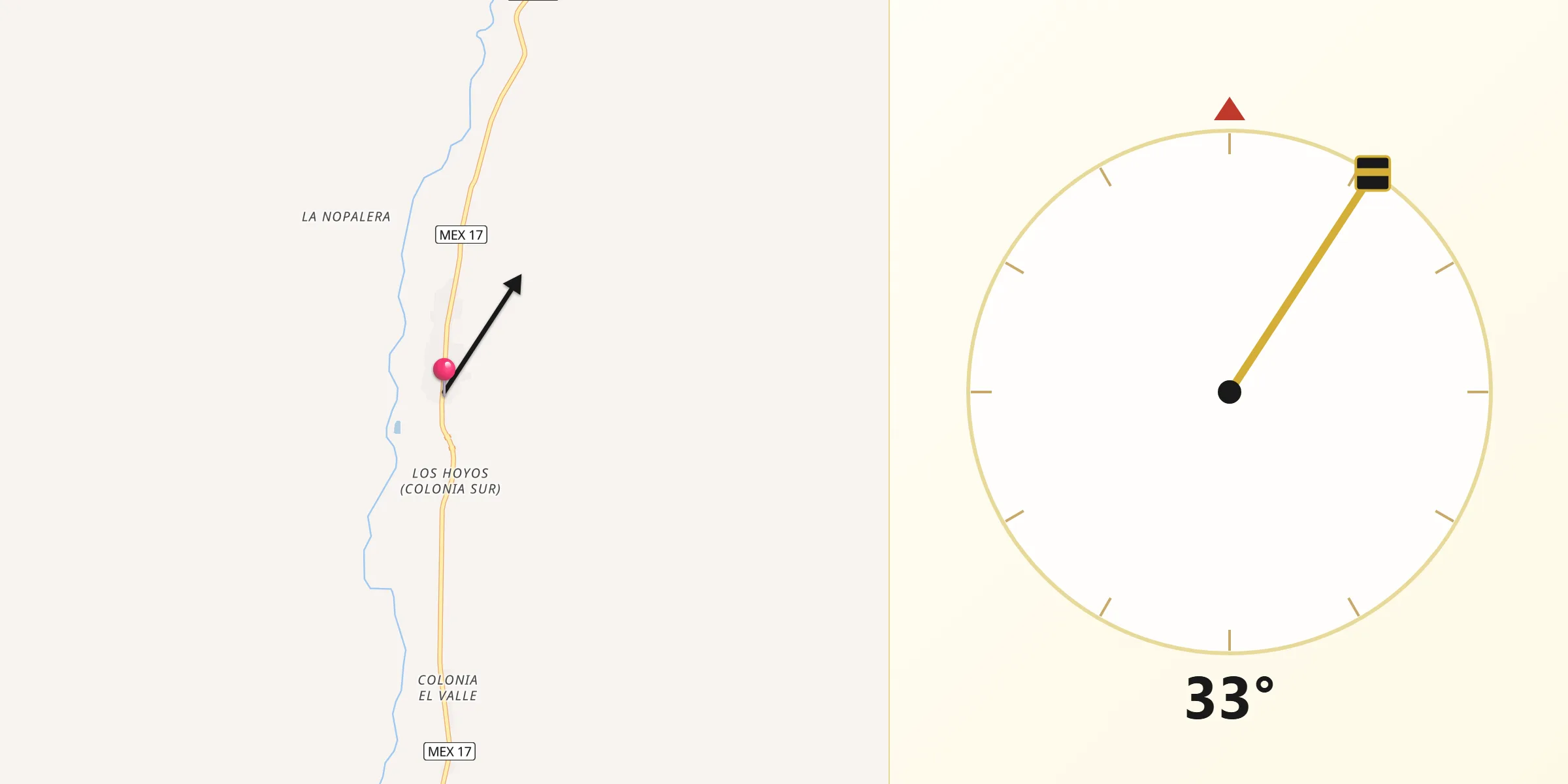 Dirección de la Qibla desde Los Hoyos
