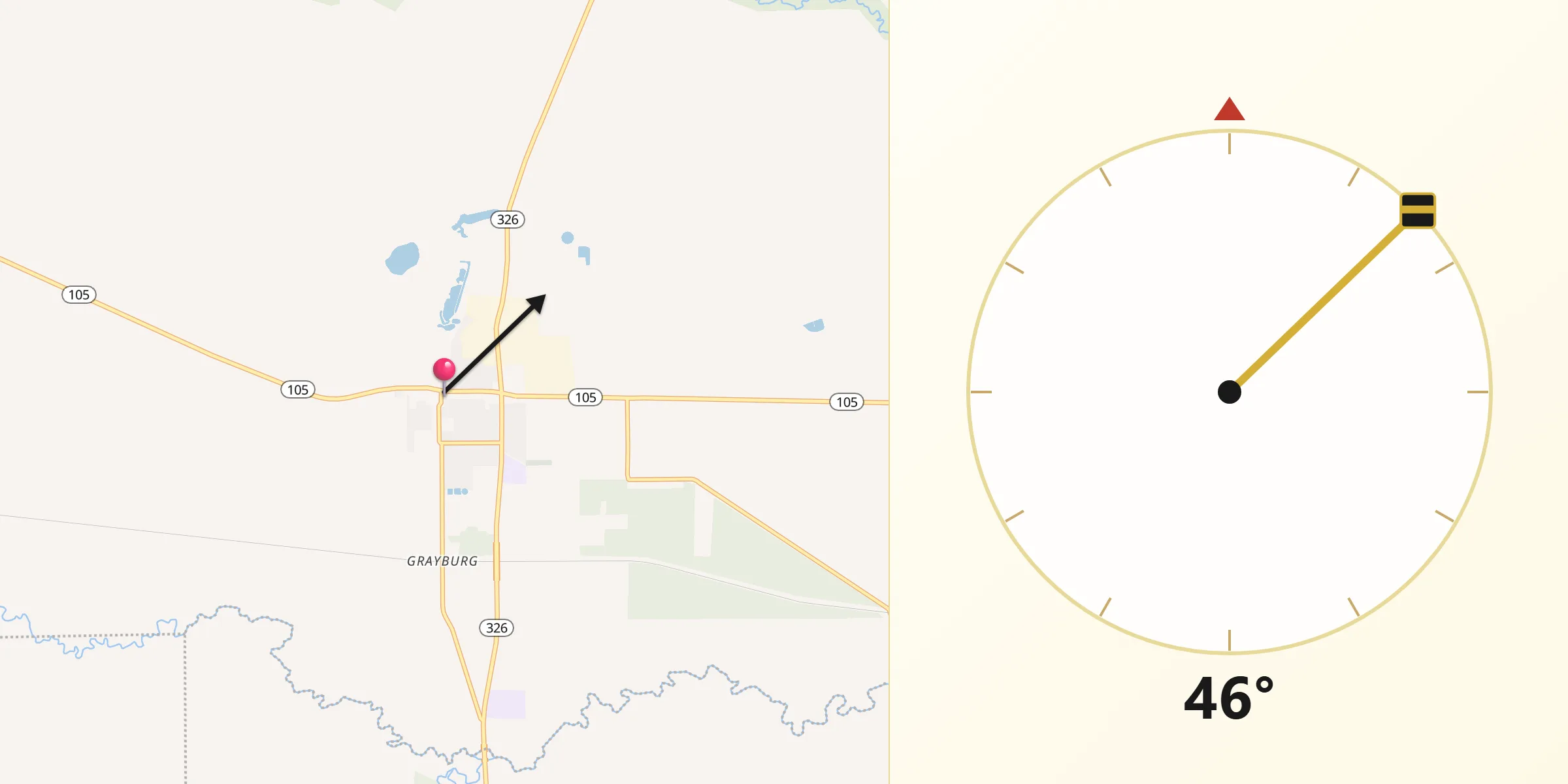 Qibla Direction from Sour Lake