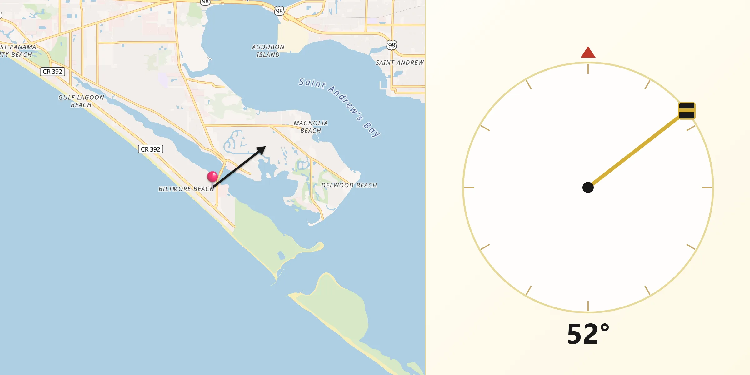 Qibla Direction from Lower Grand Lagoon
