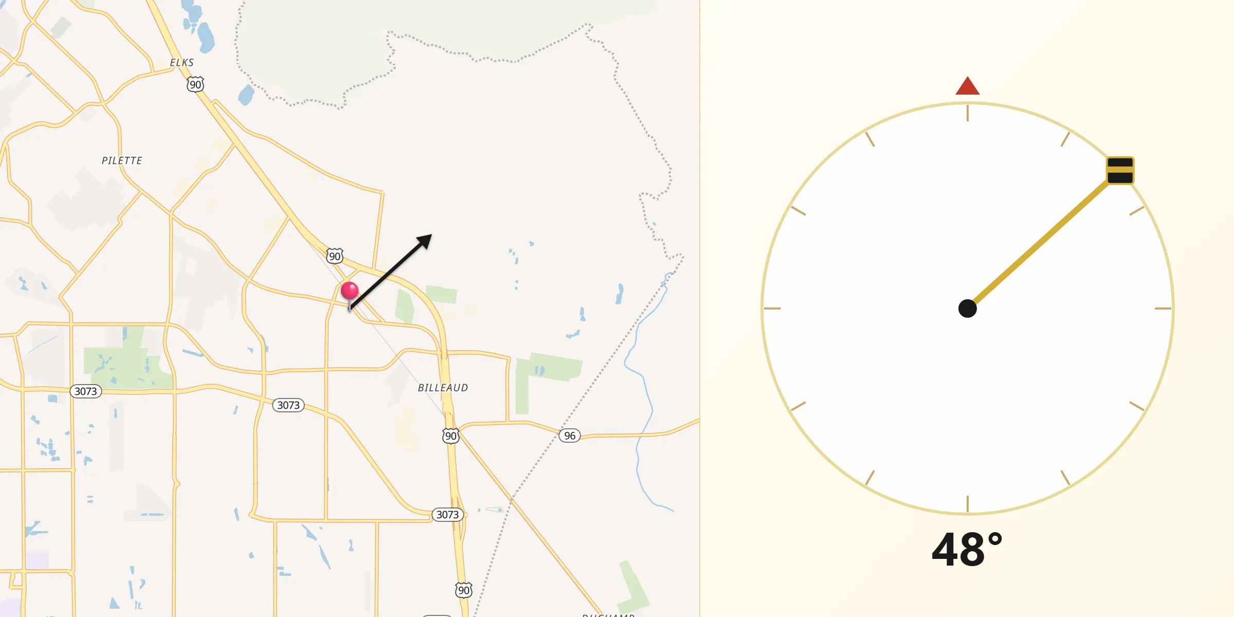 Qibla Direction from Broussard