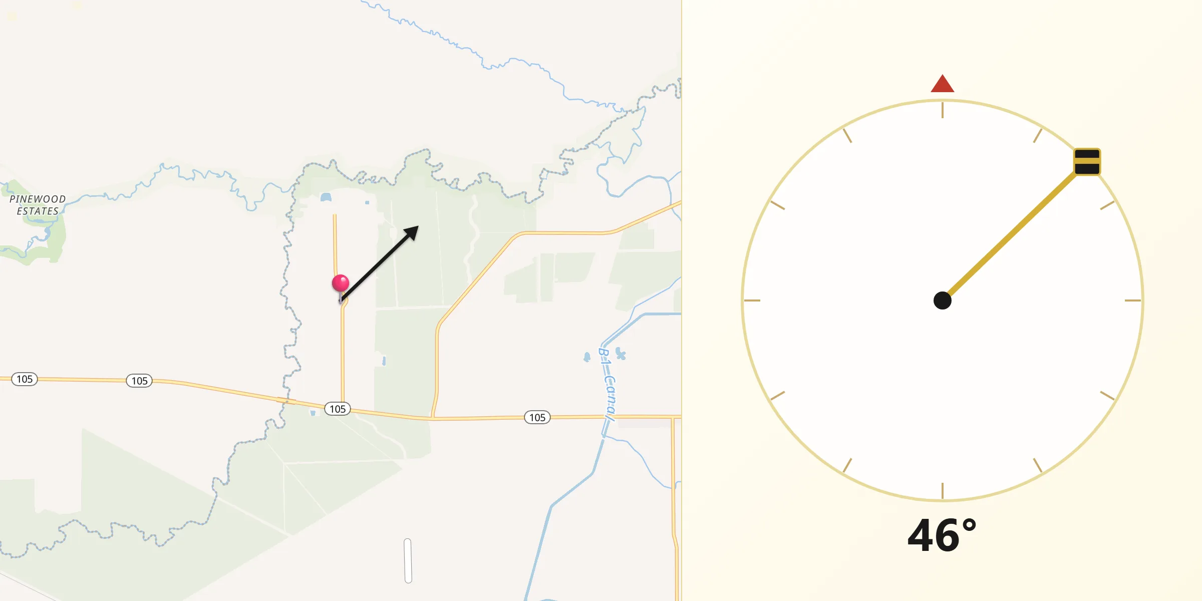Qibla Direction from Bevil Oaks
