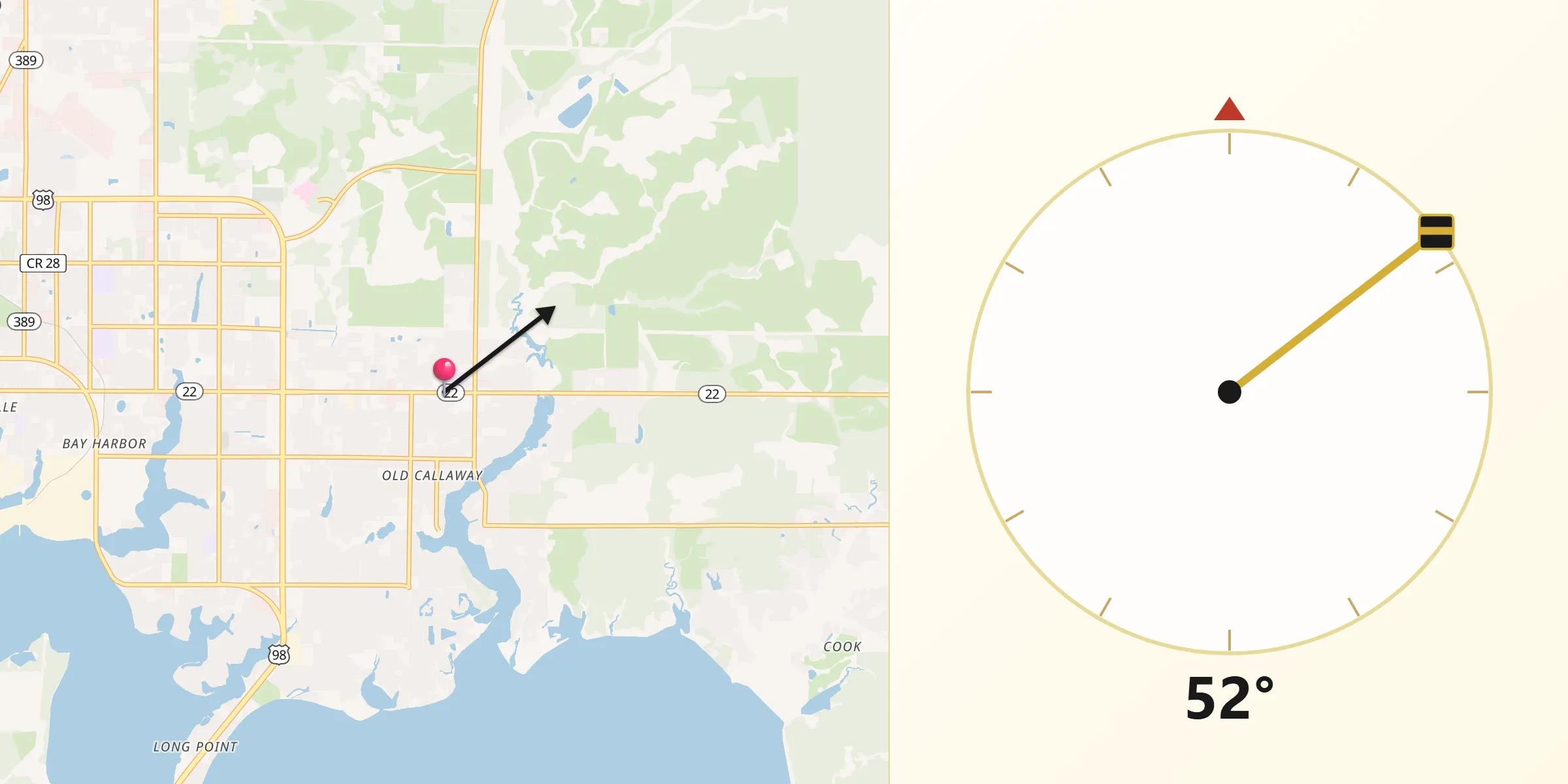 Qibla Direction from Callaway