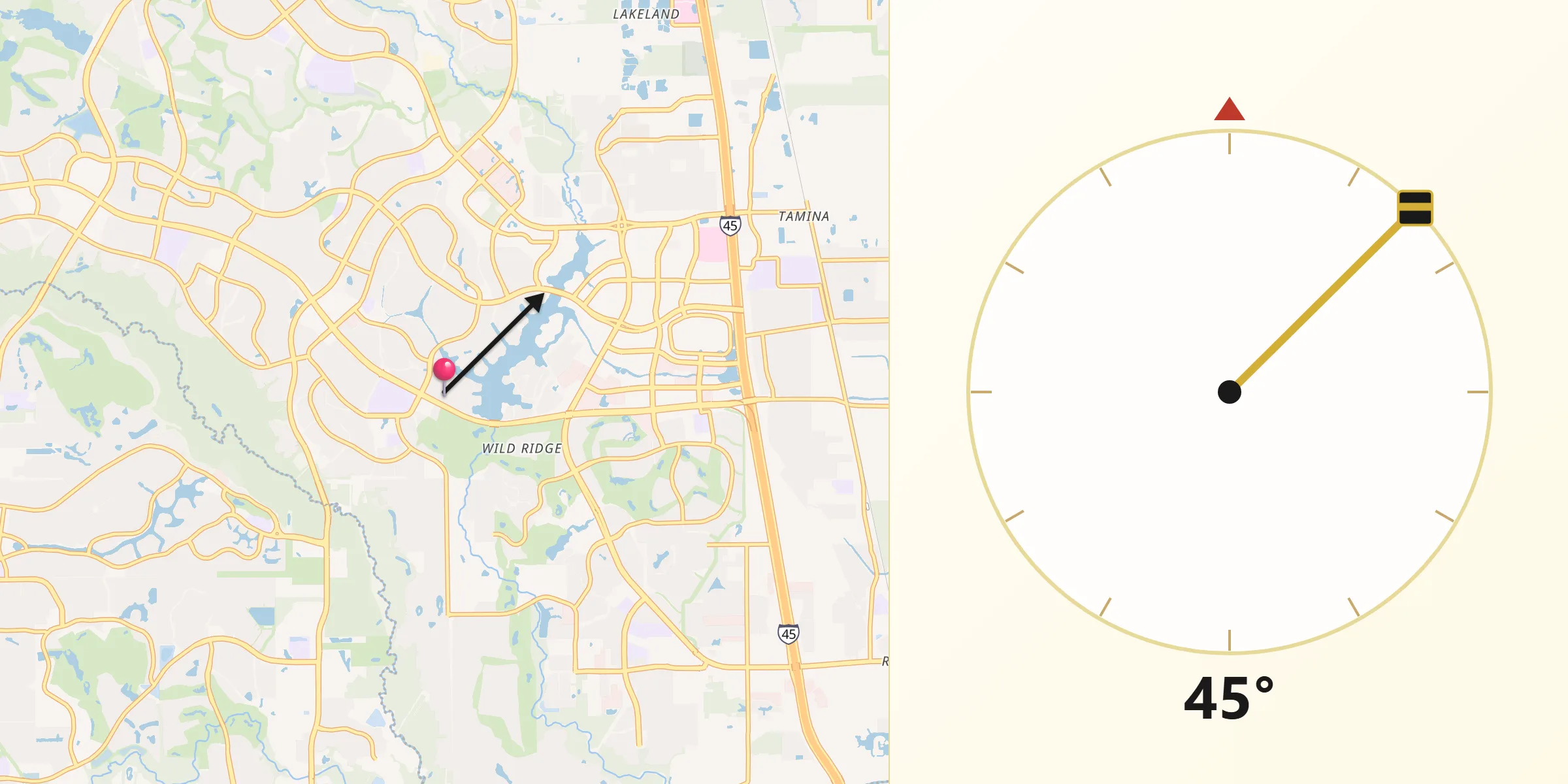 Qibla Direction from The Woodlands