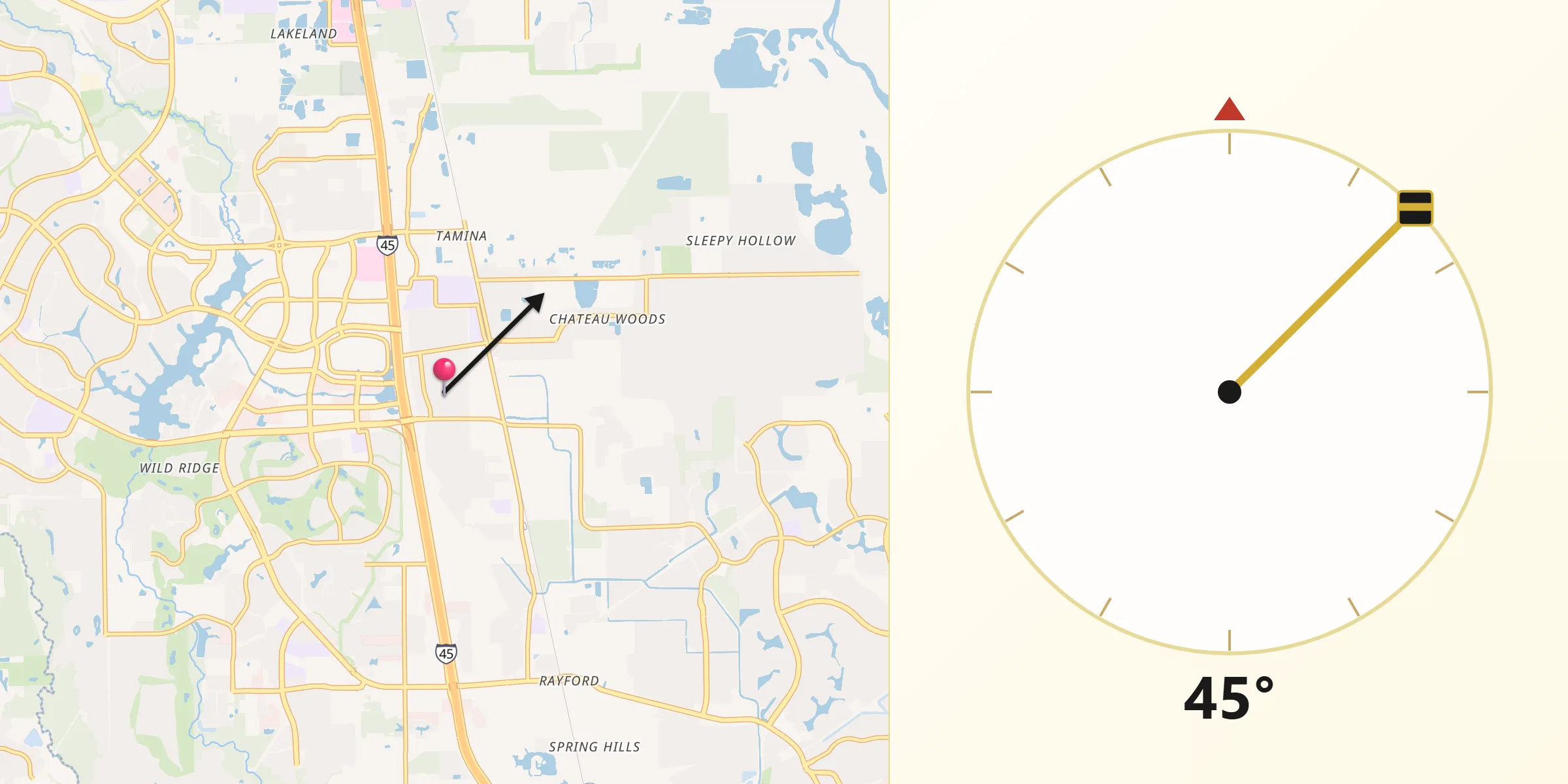 Qibla Direction from Oak Ridge North