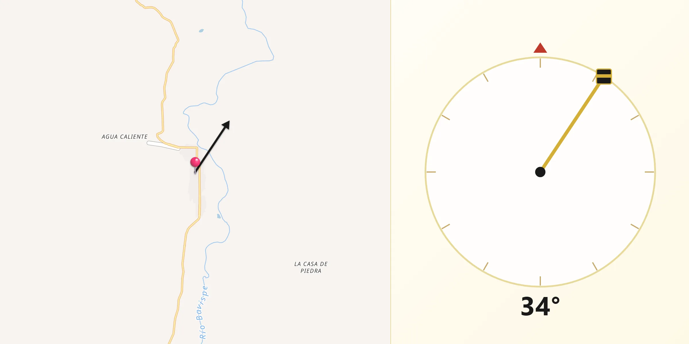 Dirección de la Qibla desde Villa Hidalgo