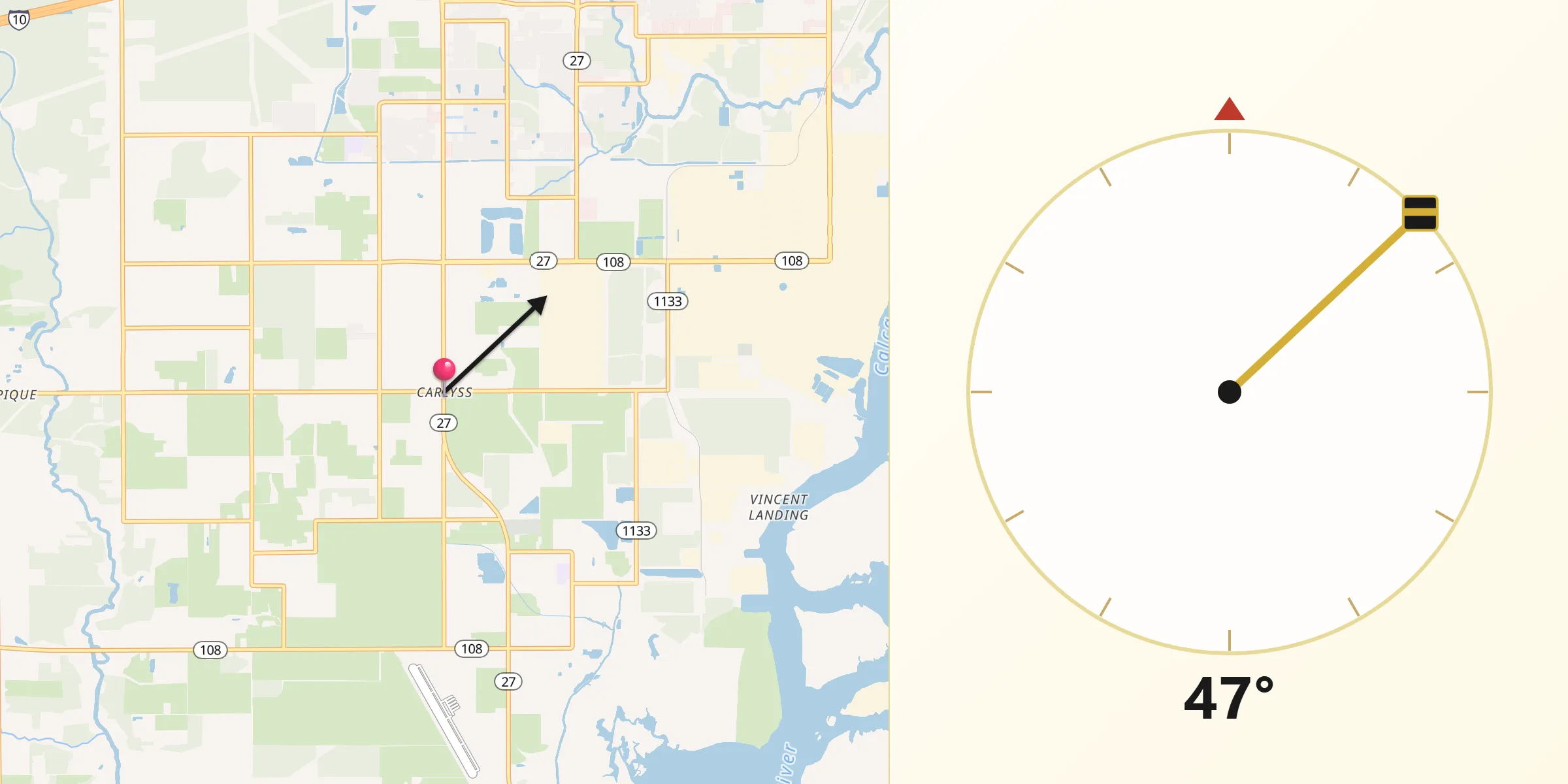 Qibla Direction from Carlyss