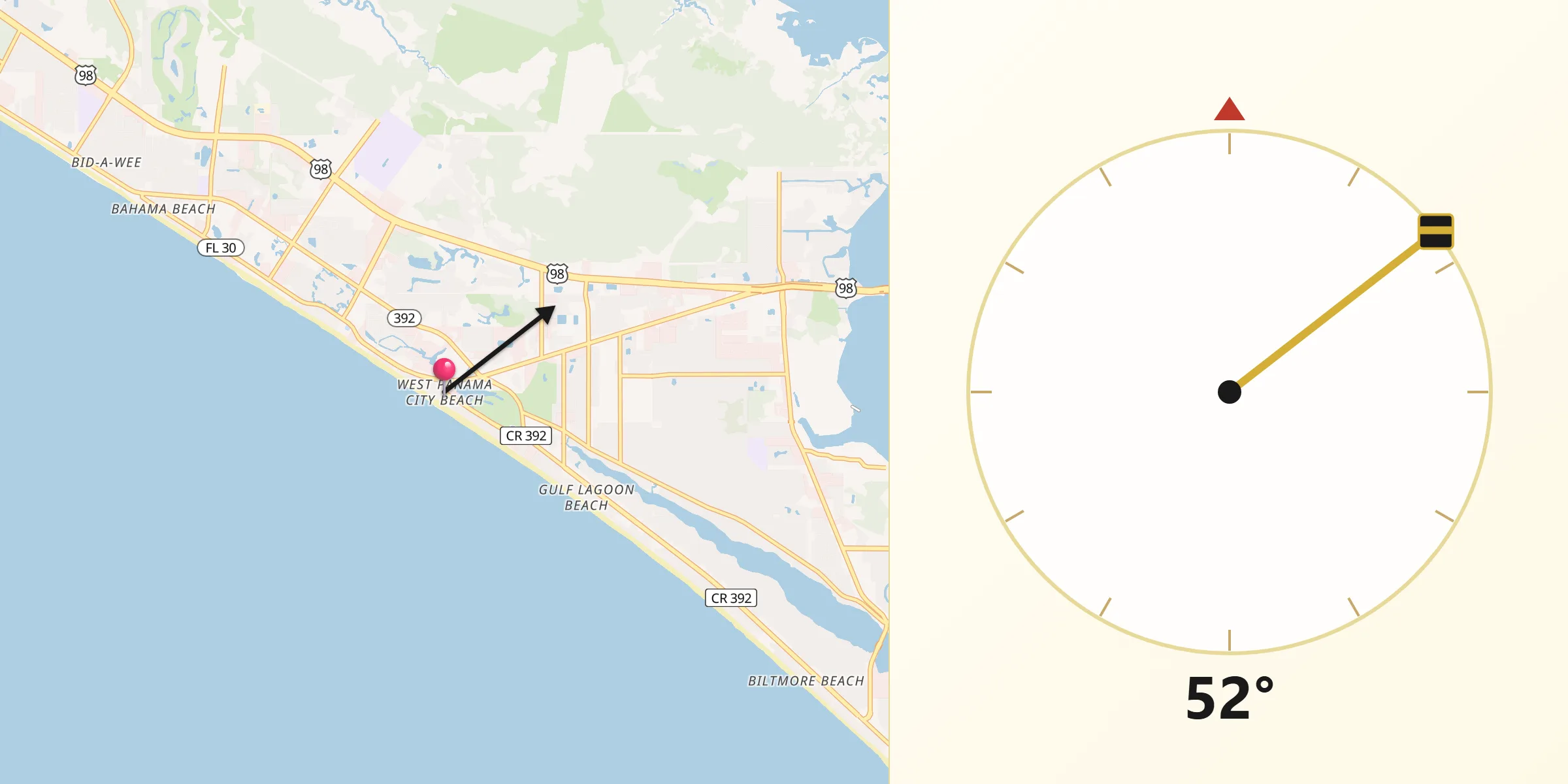 Qibla Direction from Panama City Beach