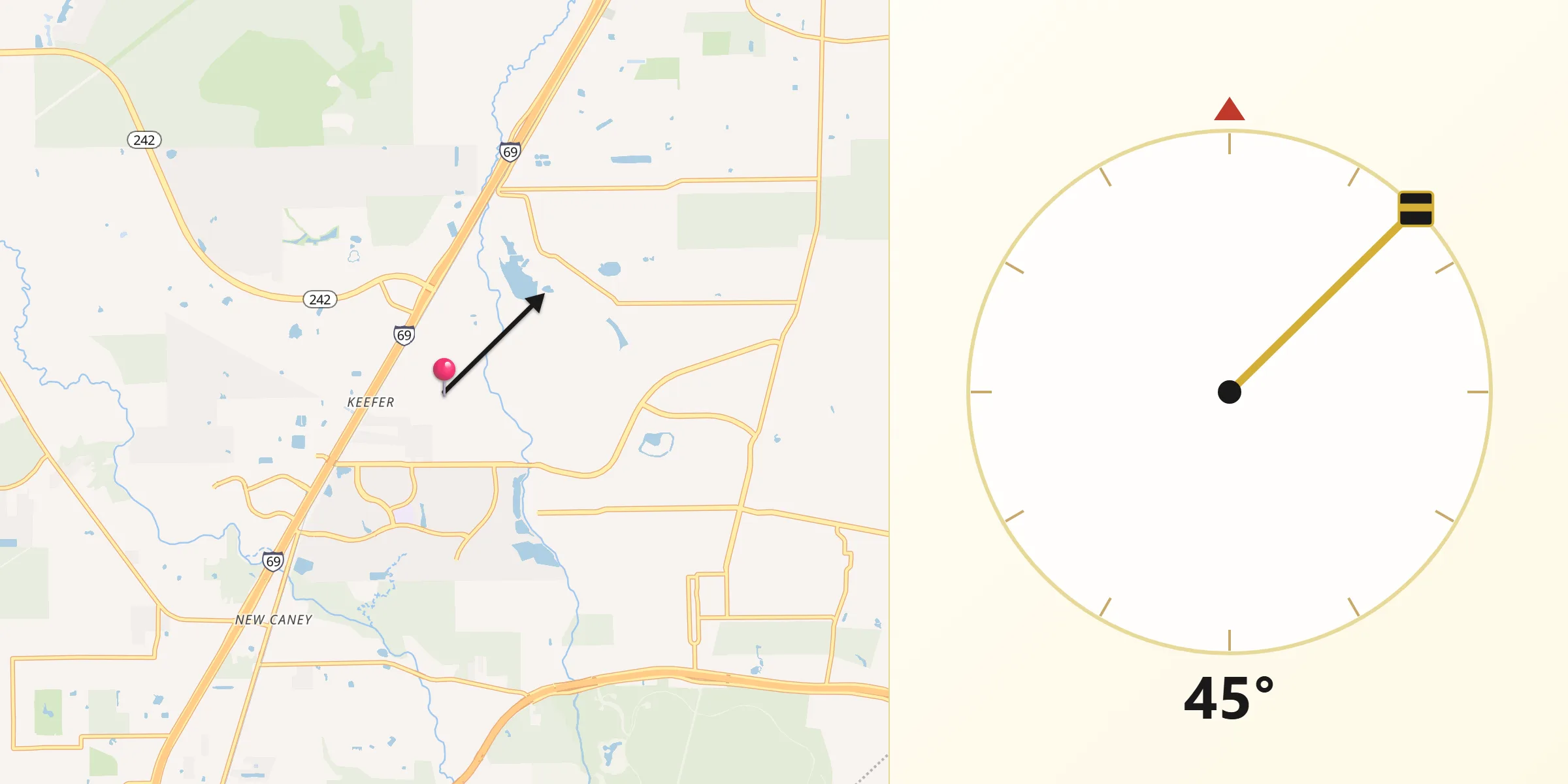 Qibla Direction from Woodbranch