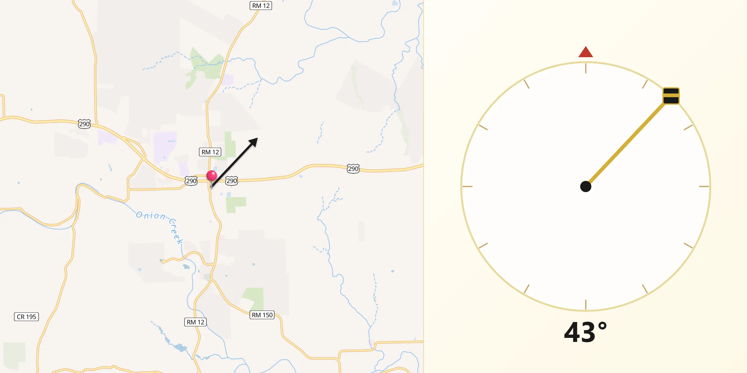 Qibla Direction from Dripping Springs