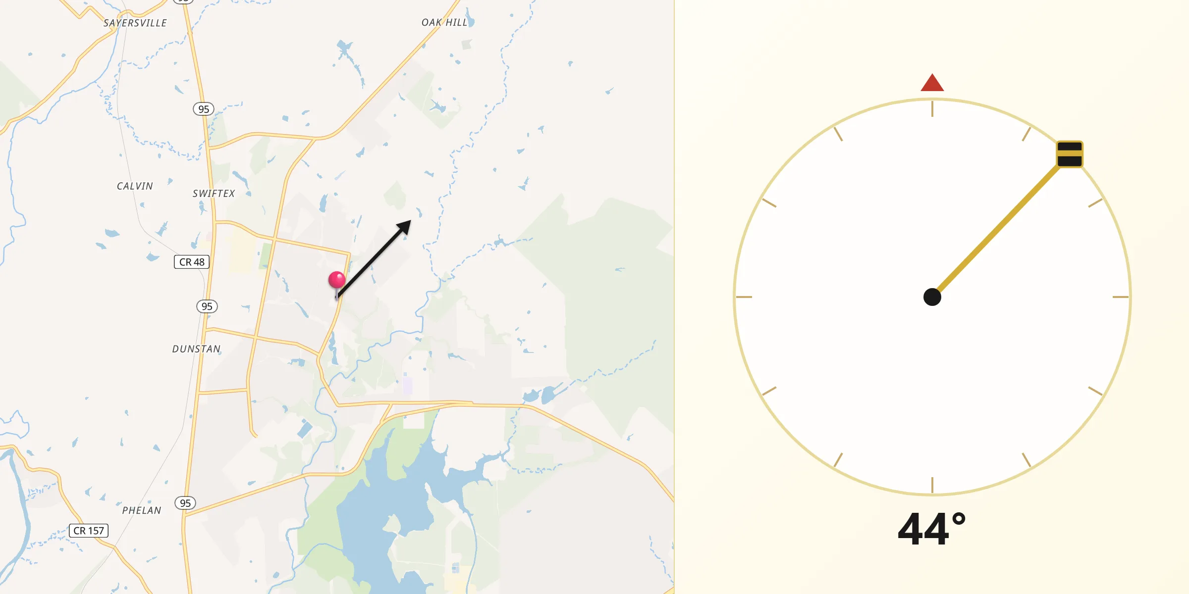 Qibla Direction from Camp Swift