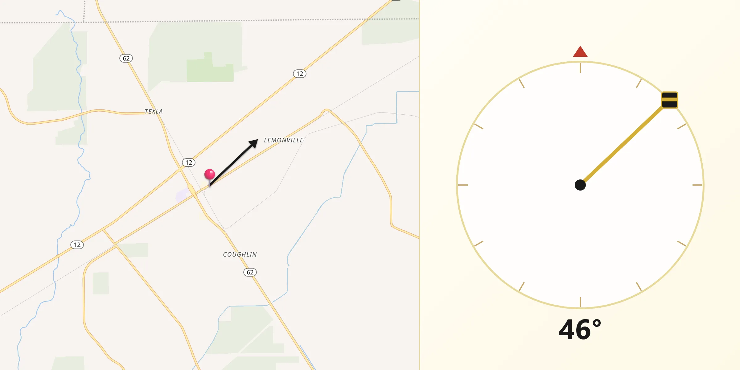 Qibla Direction from Mauriceville
