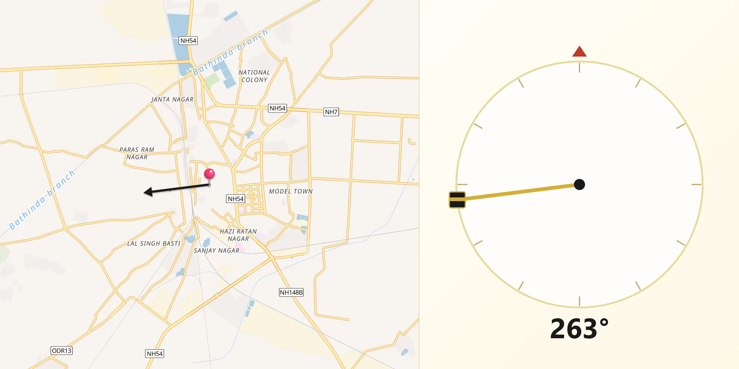 Bhatinda سے مکہ کی سمت