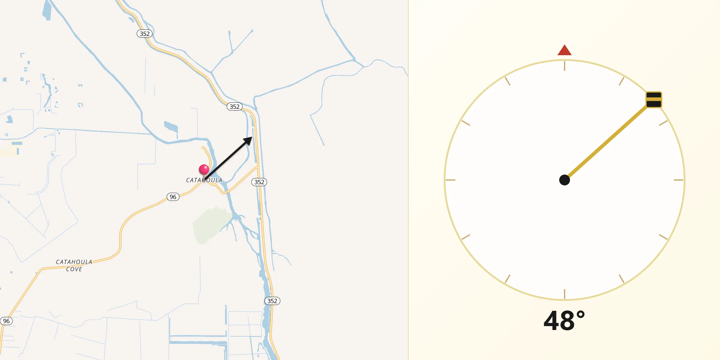 Qibla Direction from Catahoula
