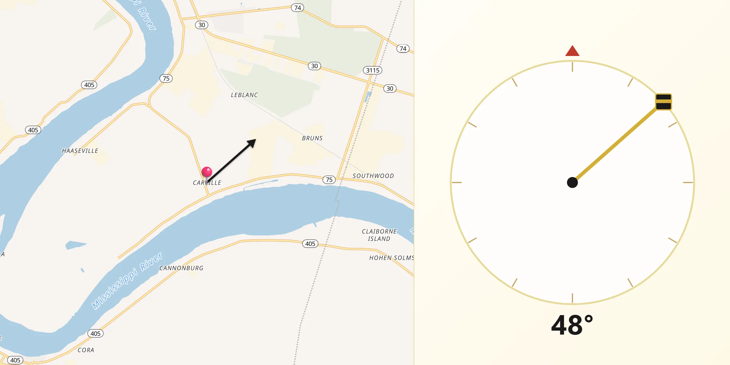 Qibla Direction from Carville