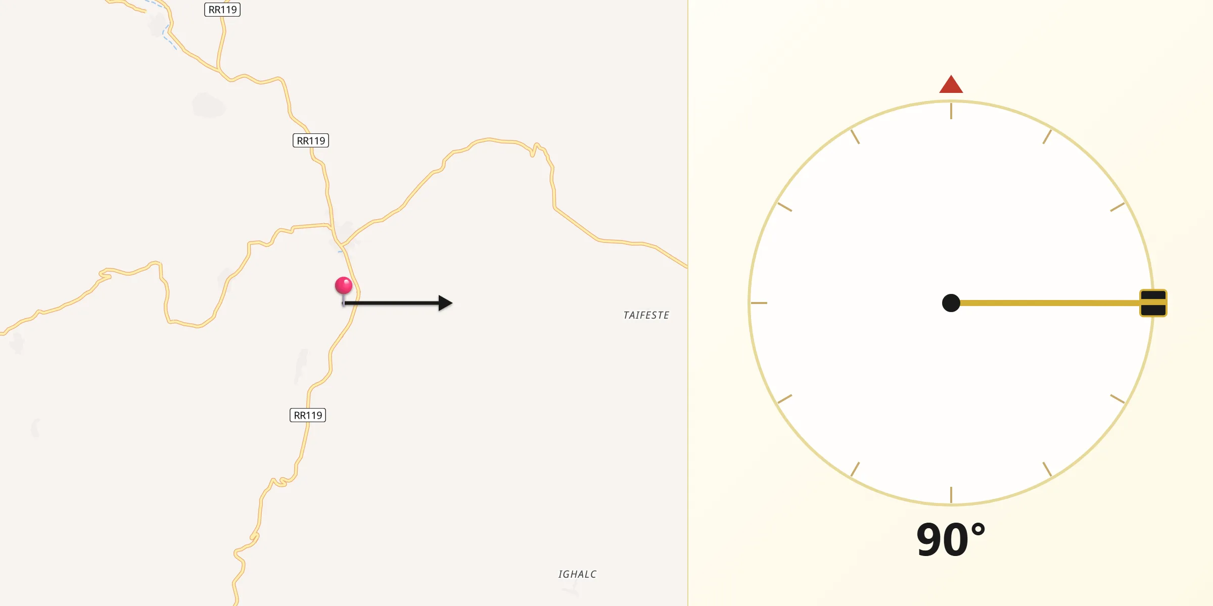 اتجاه القبلة من أكادير ملول