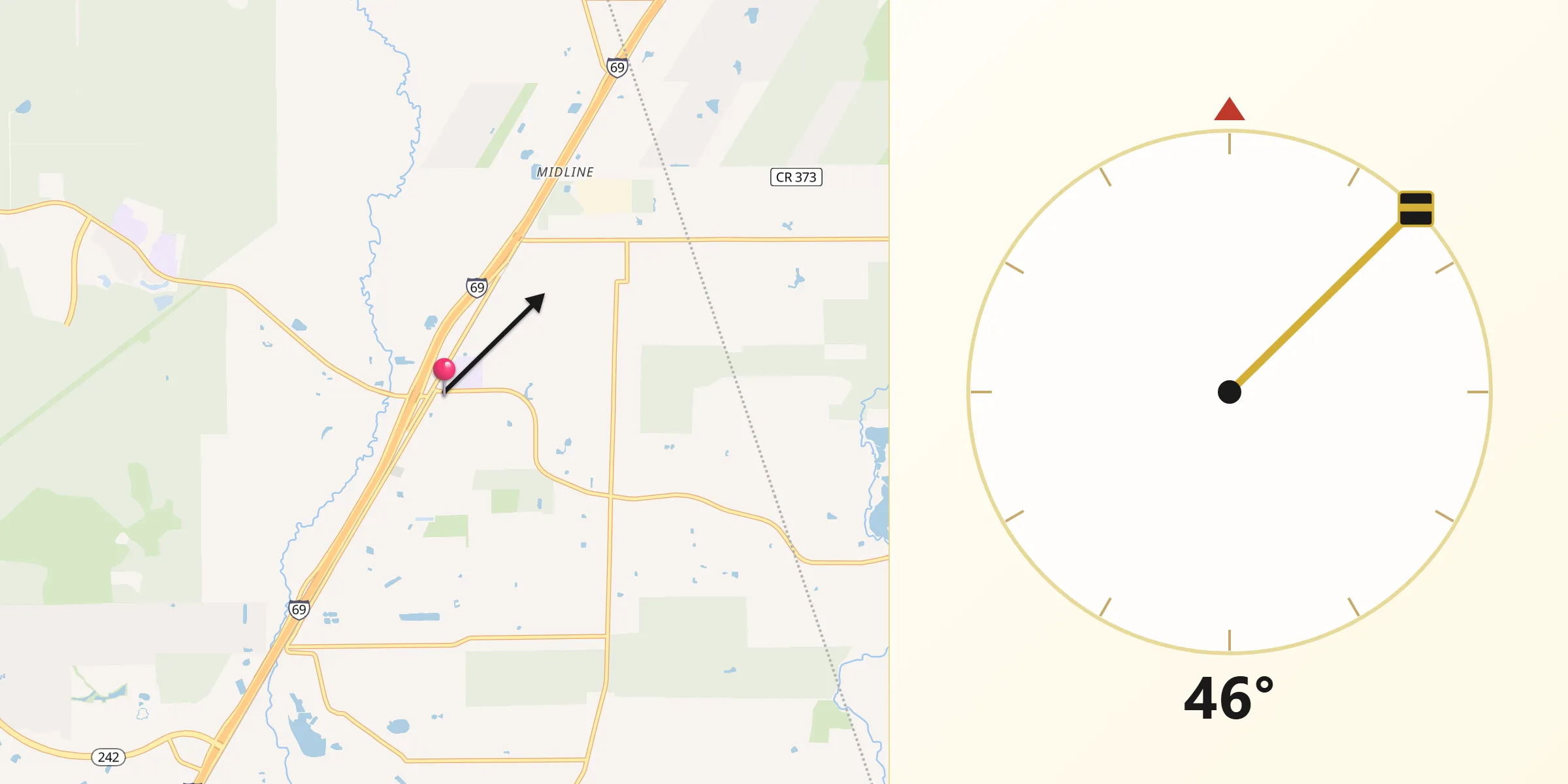 Qibla Direction from Splendora