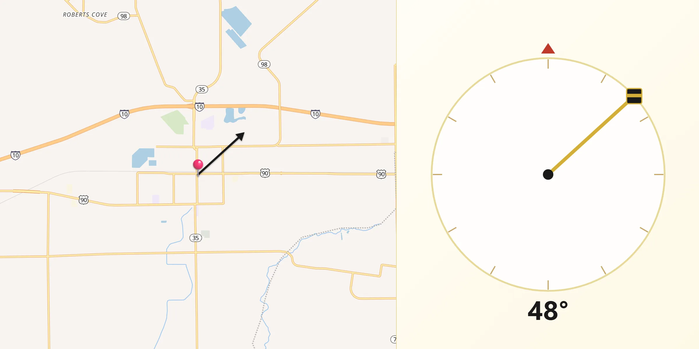 Qibla Direction from Rayne