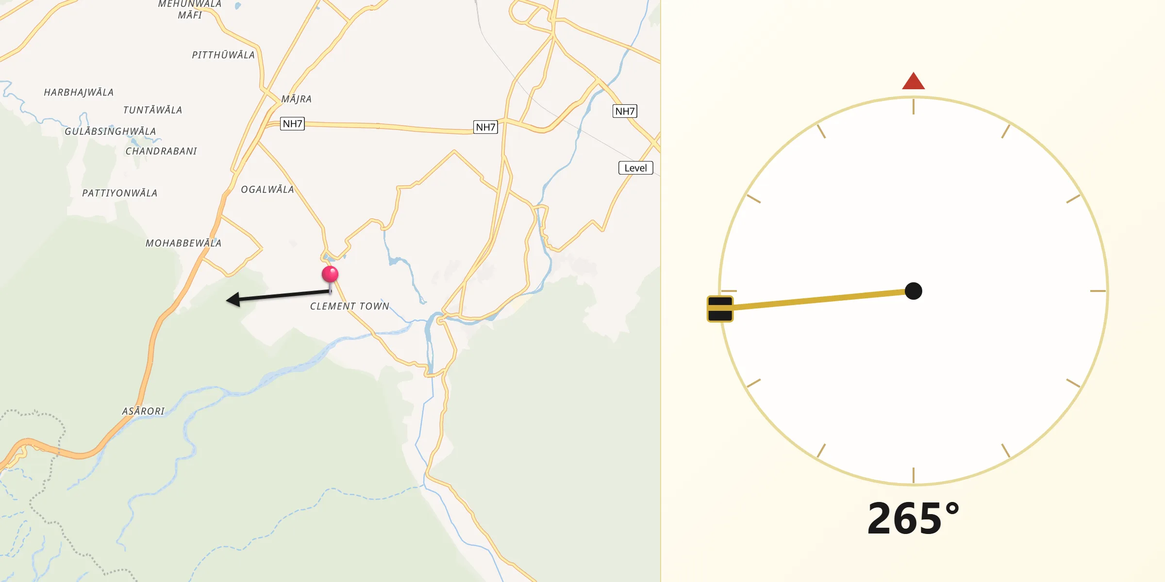 Clement Town سے مکہ کی سمت