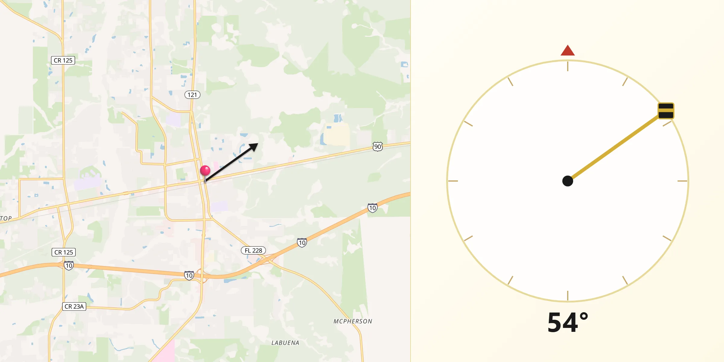 Qibla Direction from Macclenny
