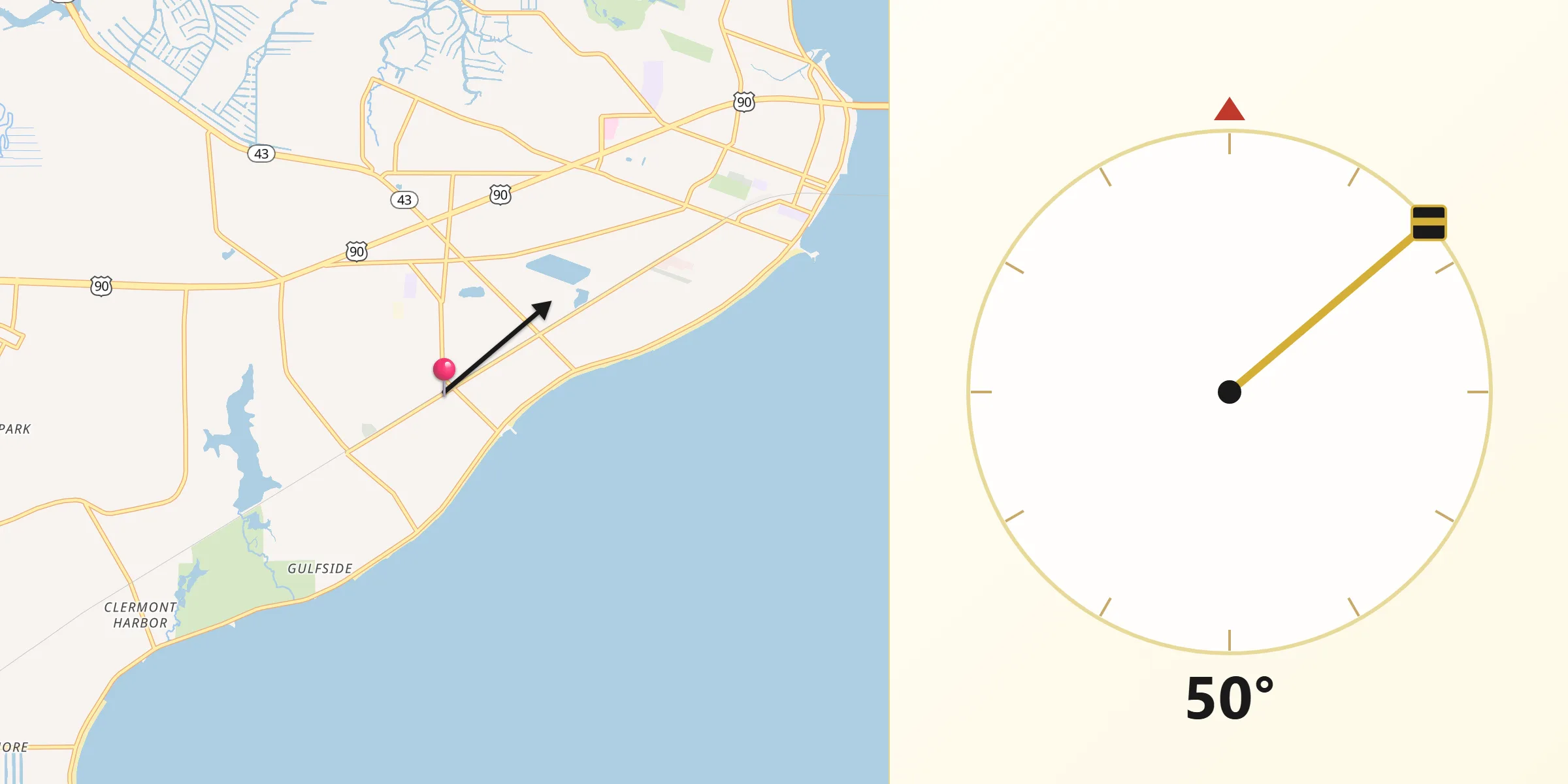 Qibla Direction from Waveland