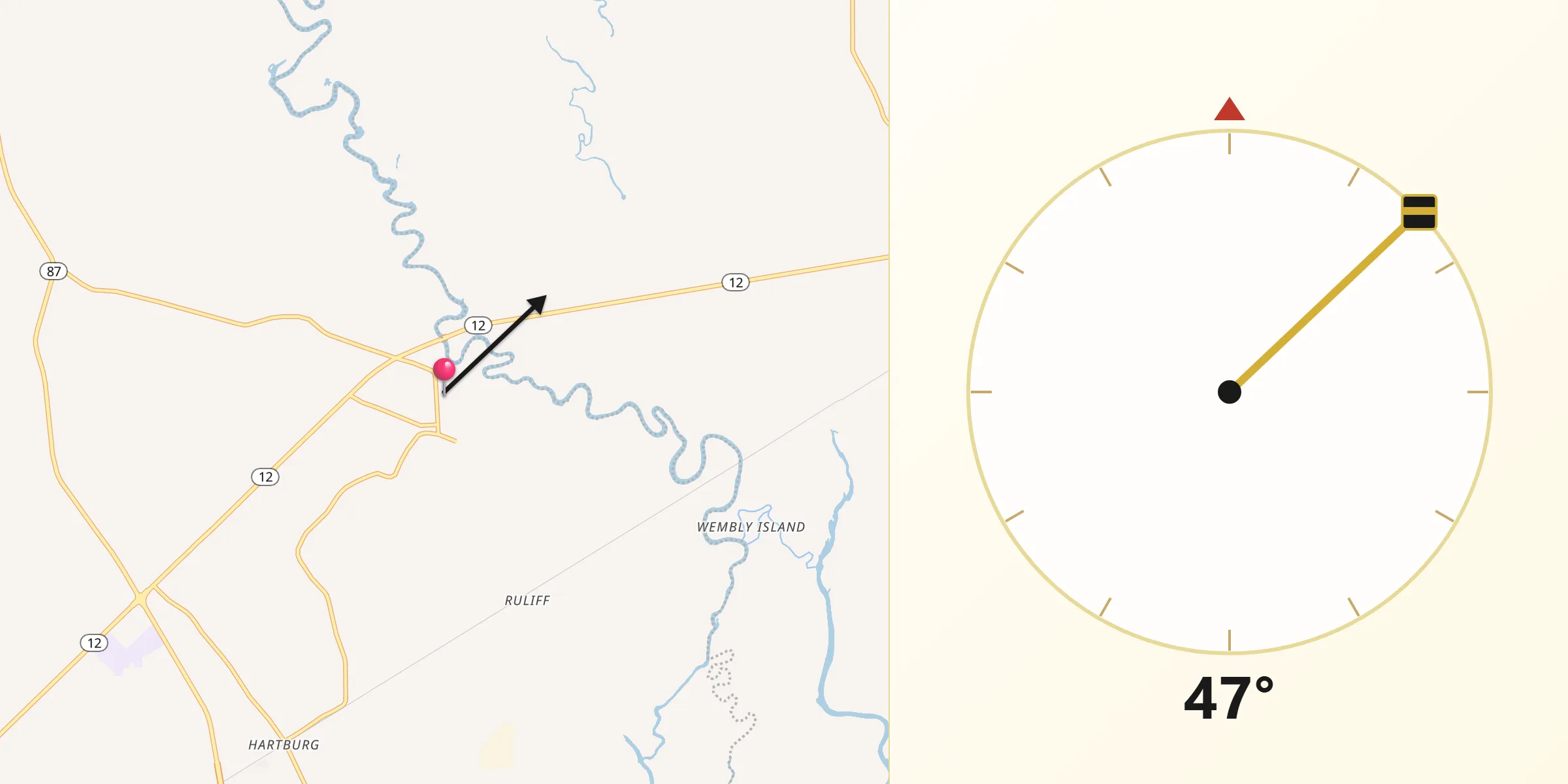 Qibla Direction from Deweyville