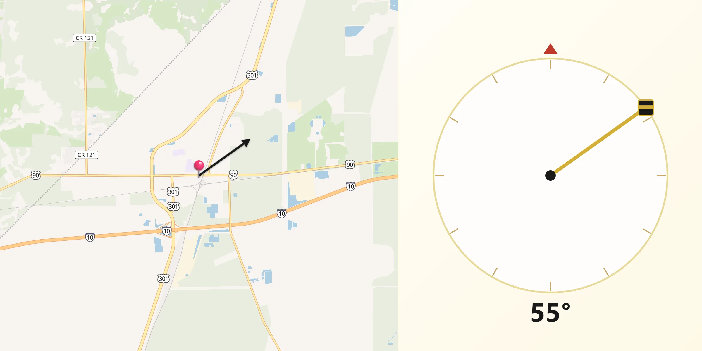 Qibla Direction from Baldwin