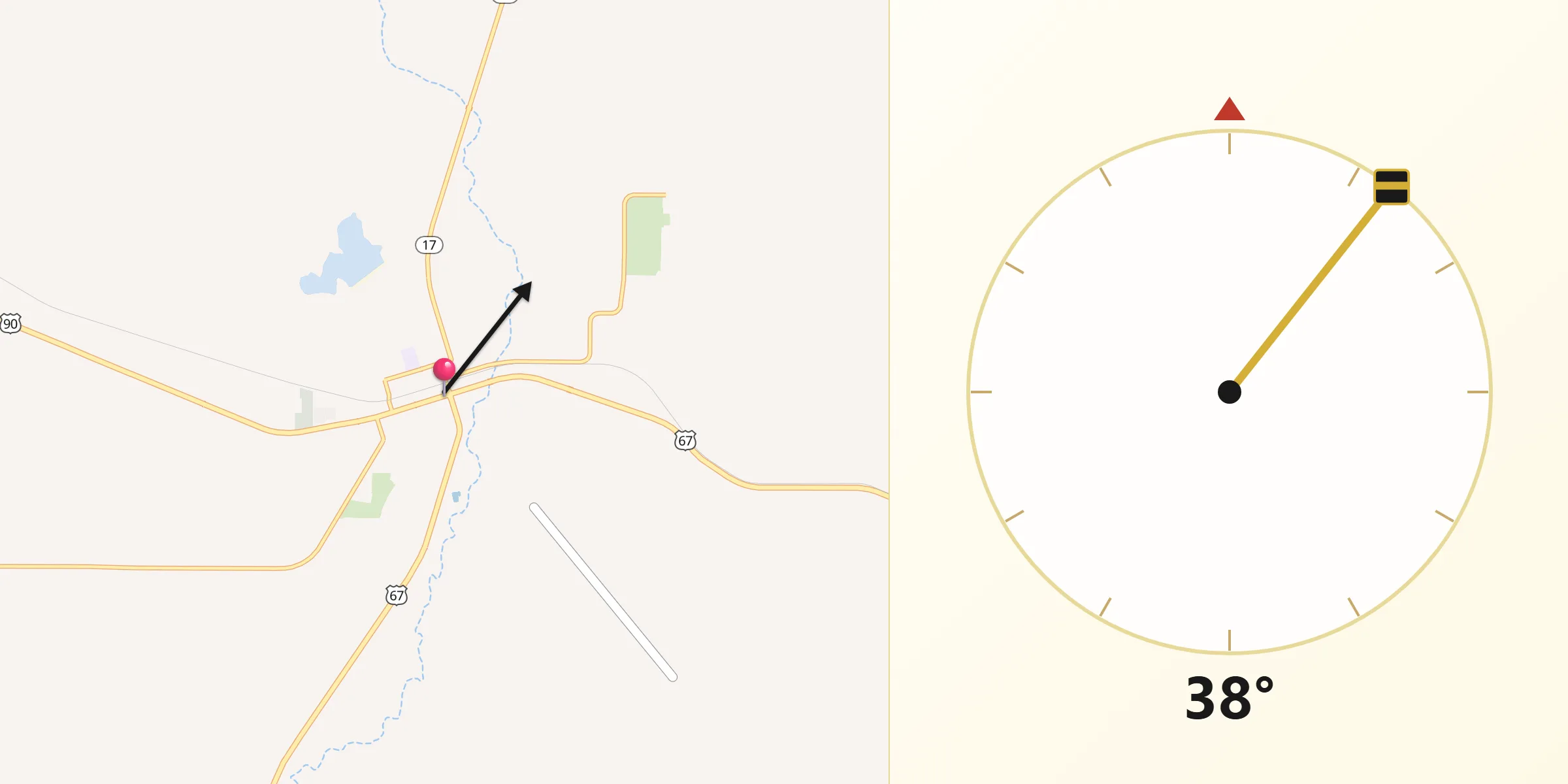 Qibla Direction from Marfa