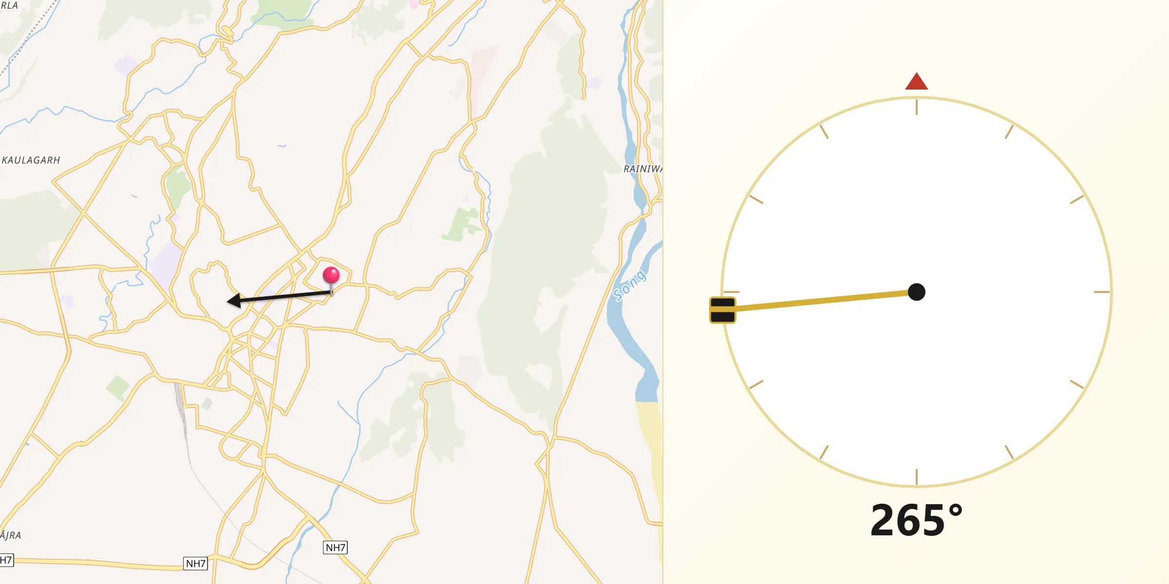 Qibla Direction from Dehradun