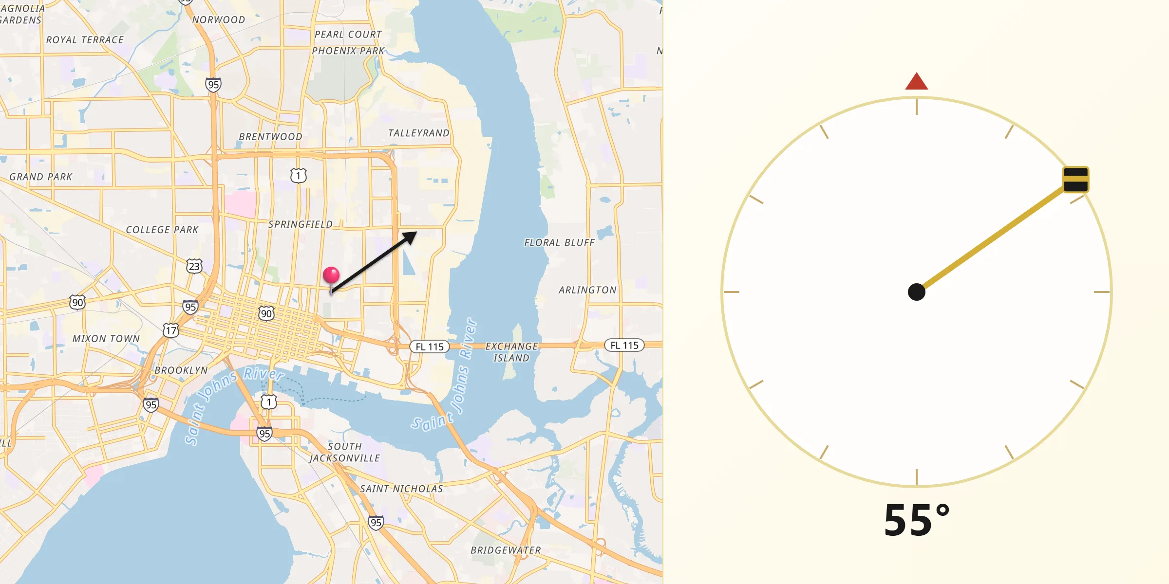 Qibla Direction from Duval