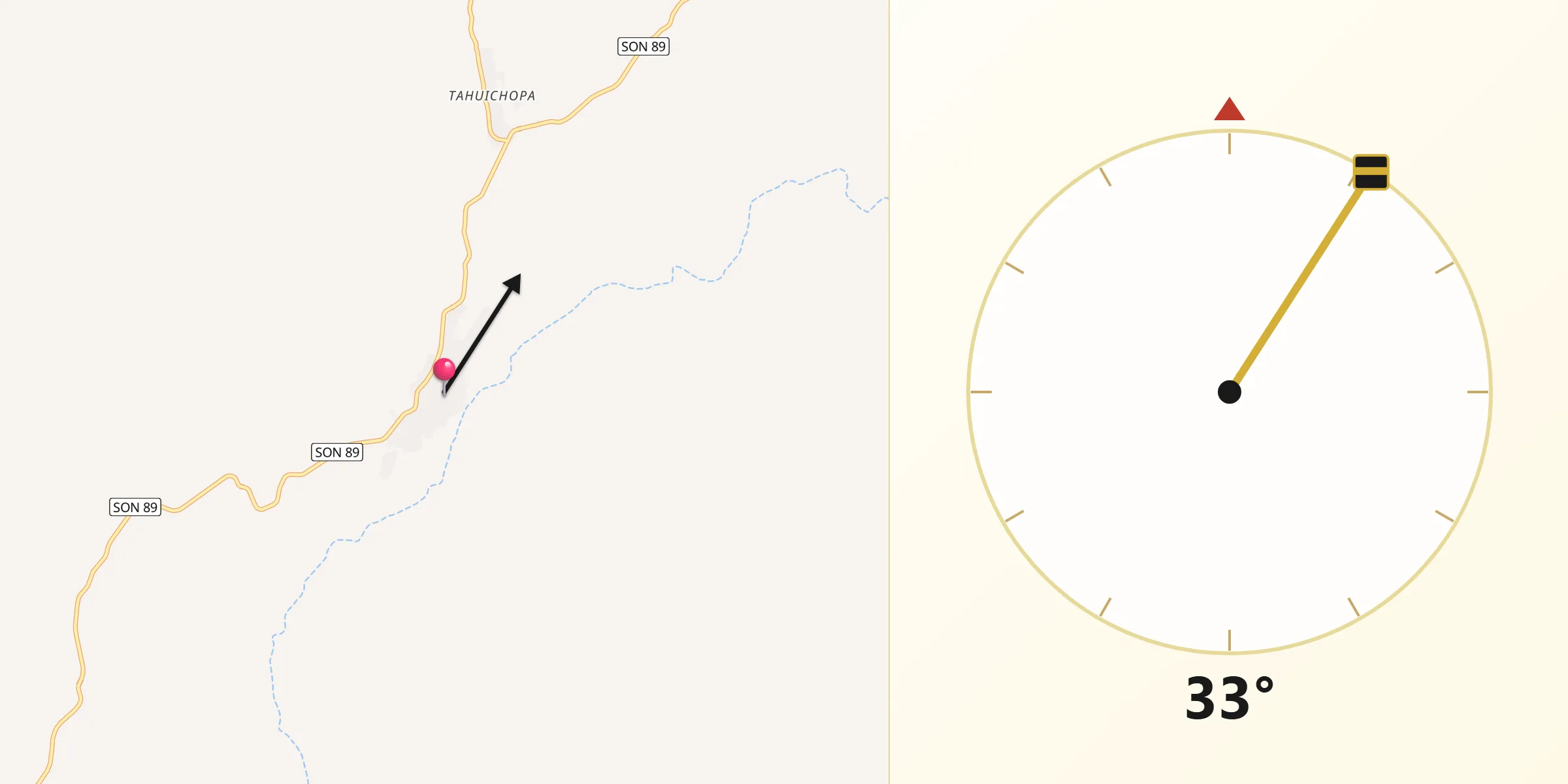 Dirección de la Qibla desde Arizpe