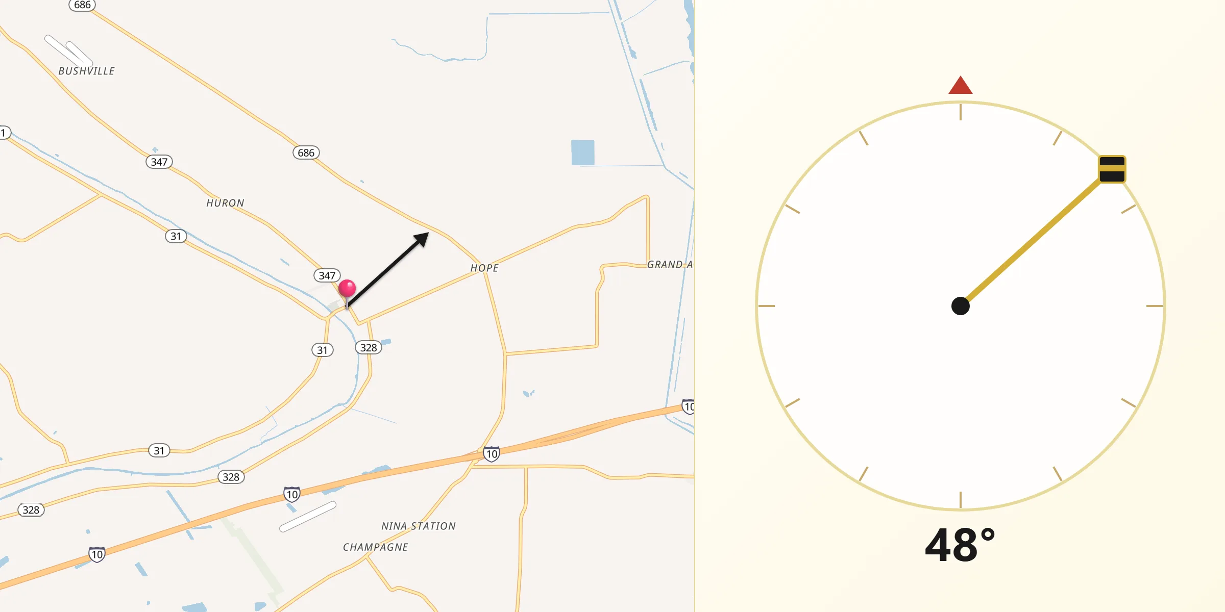 Qibla Direction from Cecilia