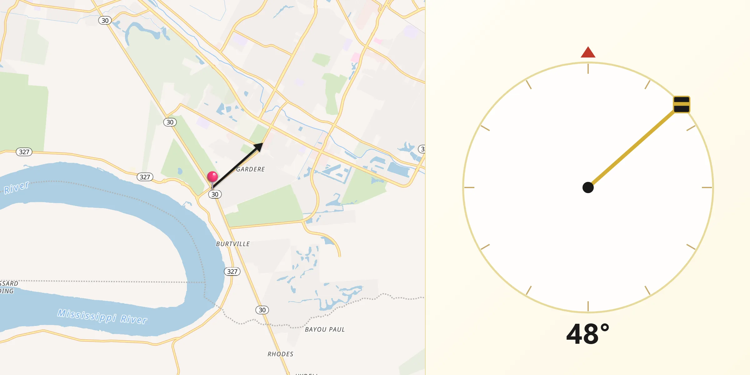 Qibla Direction from Gardere