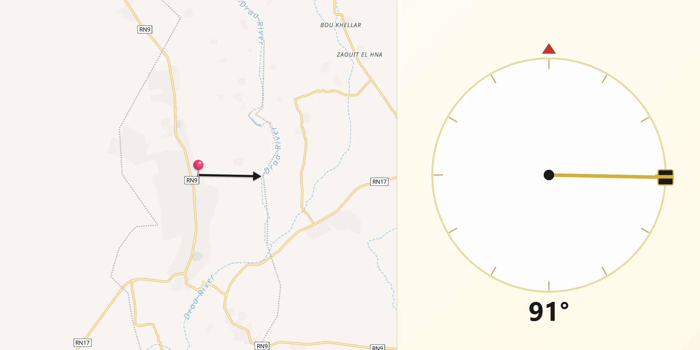 Direction vers la Qibla depuis Zagora