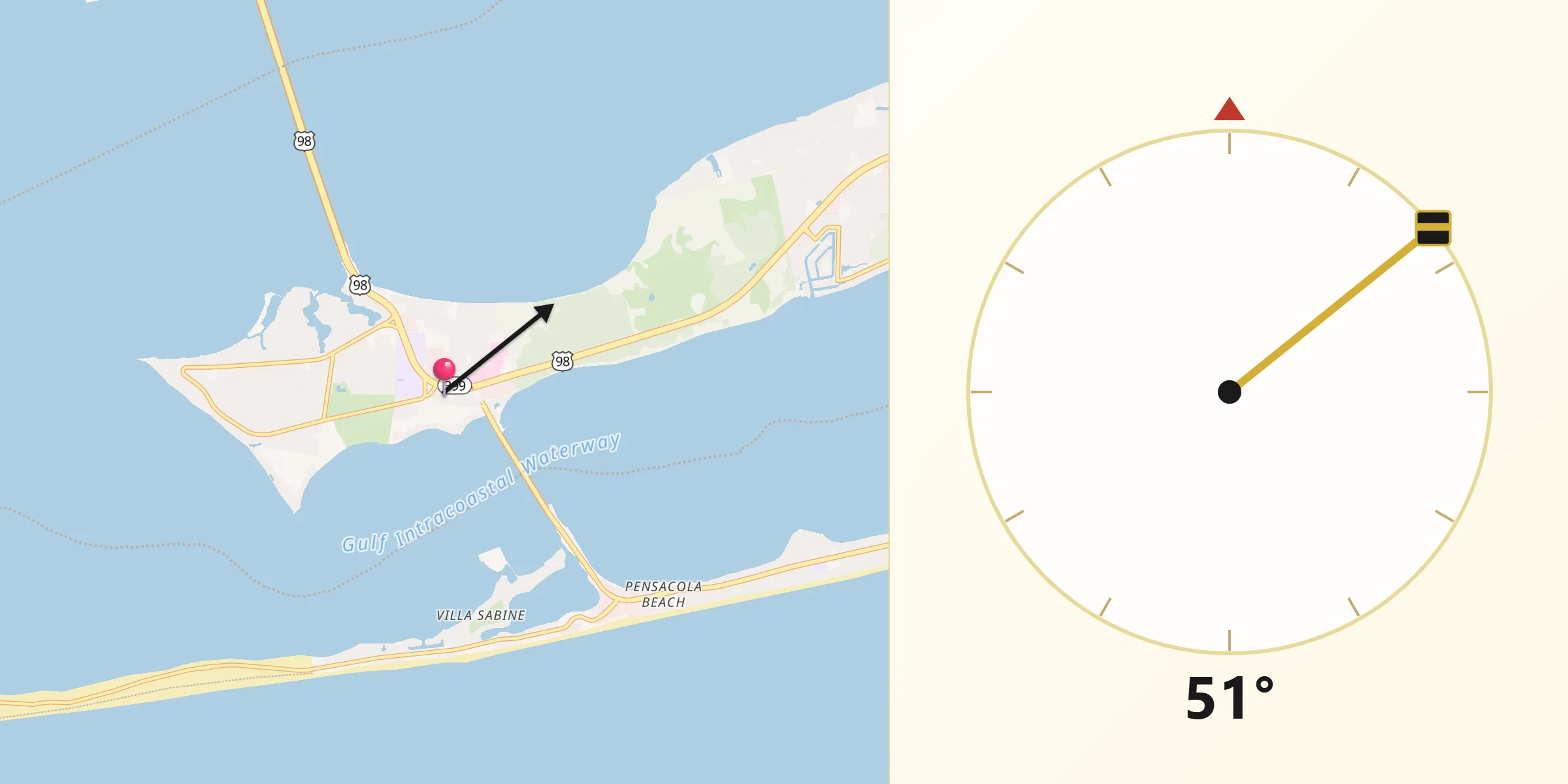 Qibla Direction from Gulf Breeze