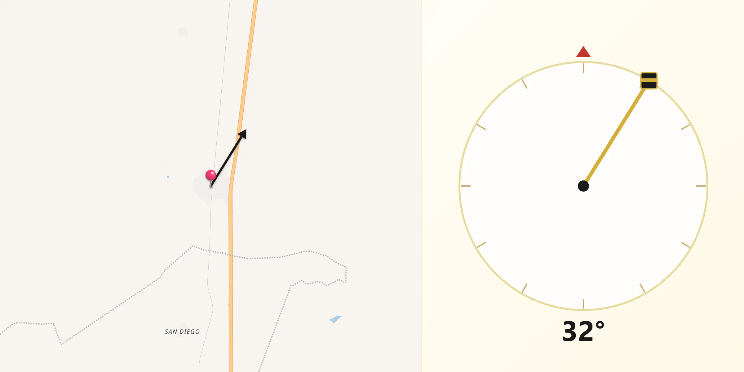 Dirección de la Qibla desde Estación Llano