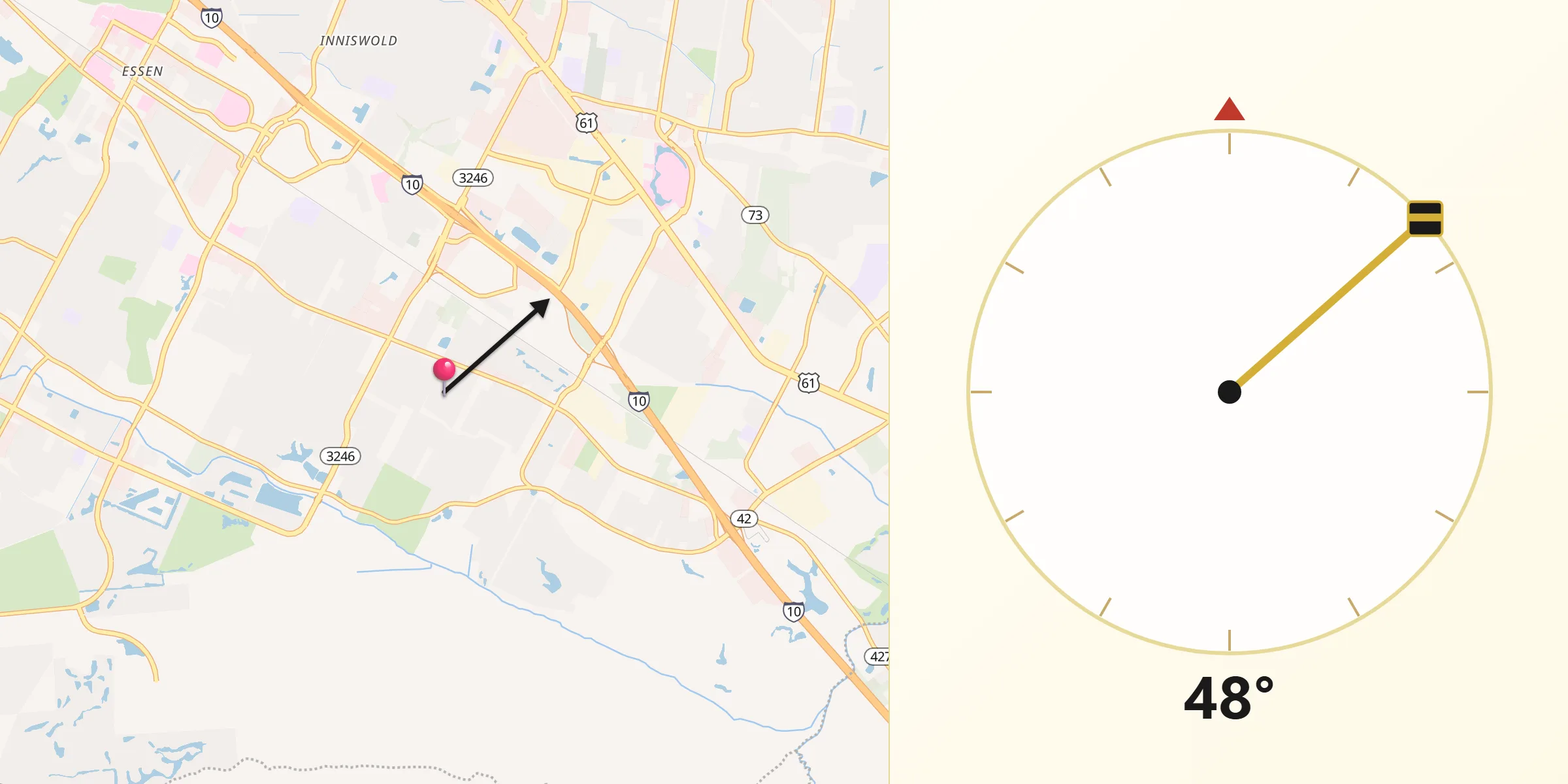 Qibla Direction from Village Saint George