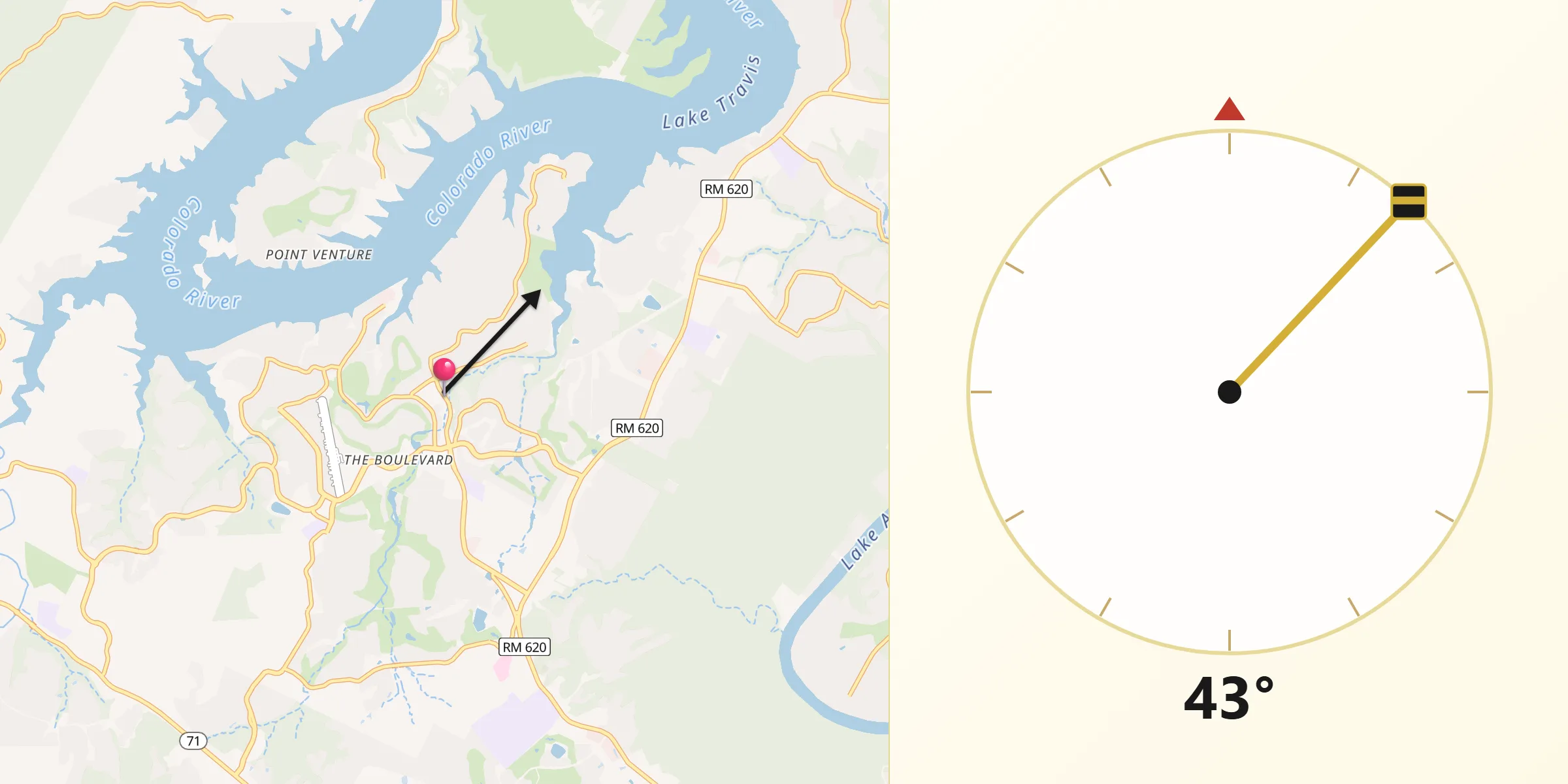 Qibla Direction from Lakeway
