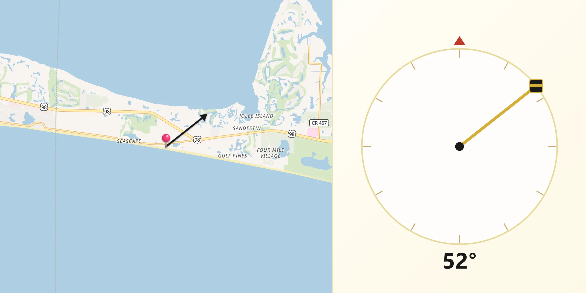 Qibla Direction from Miramar Beach