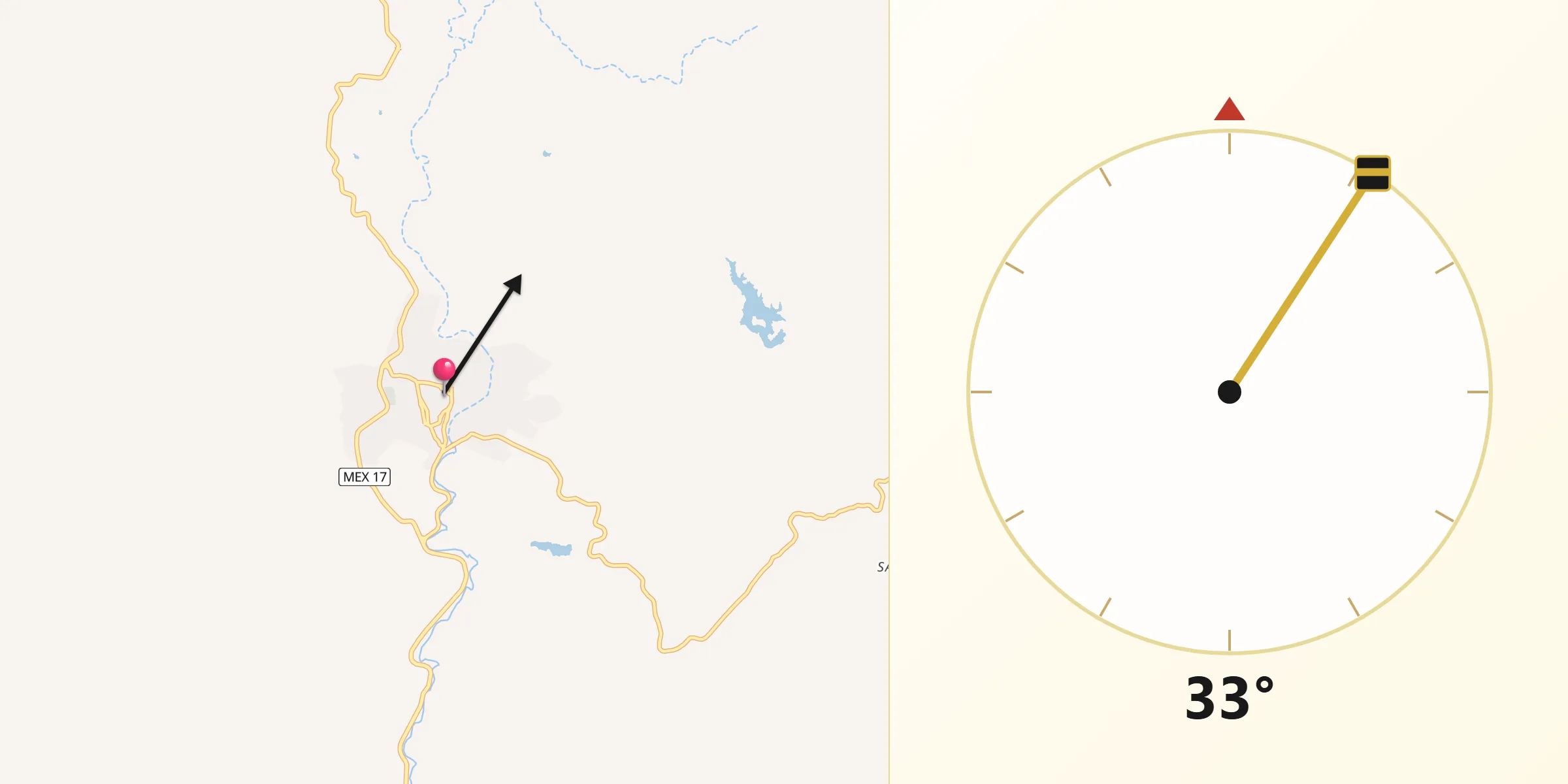Dirección de la Qibla desde Nacozari de García