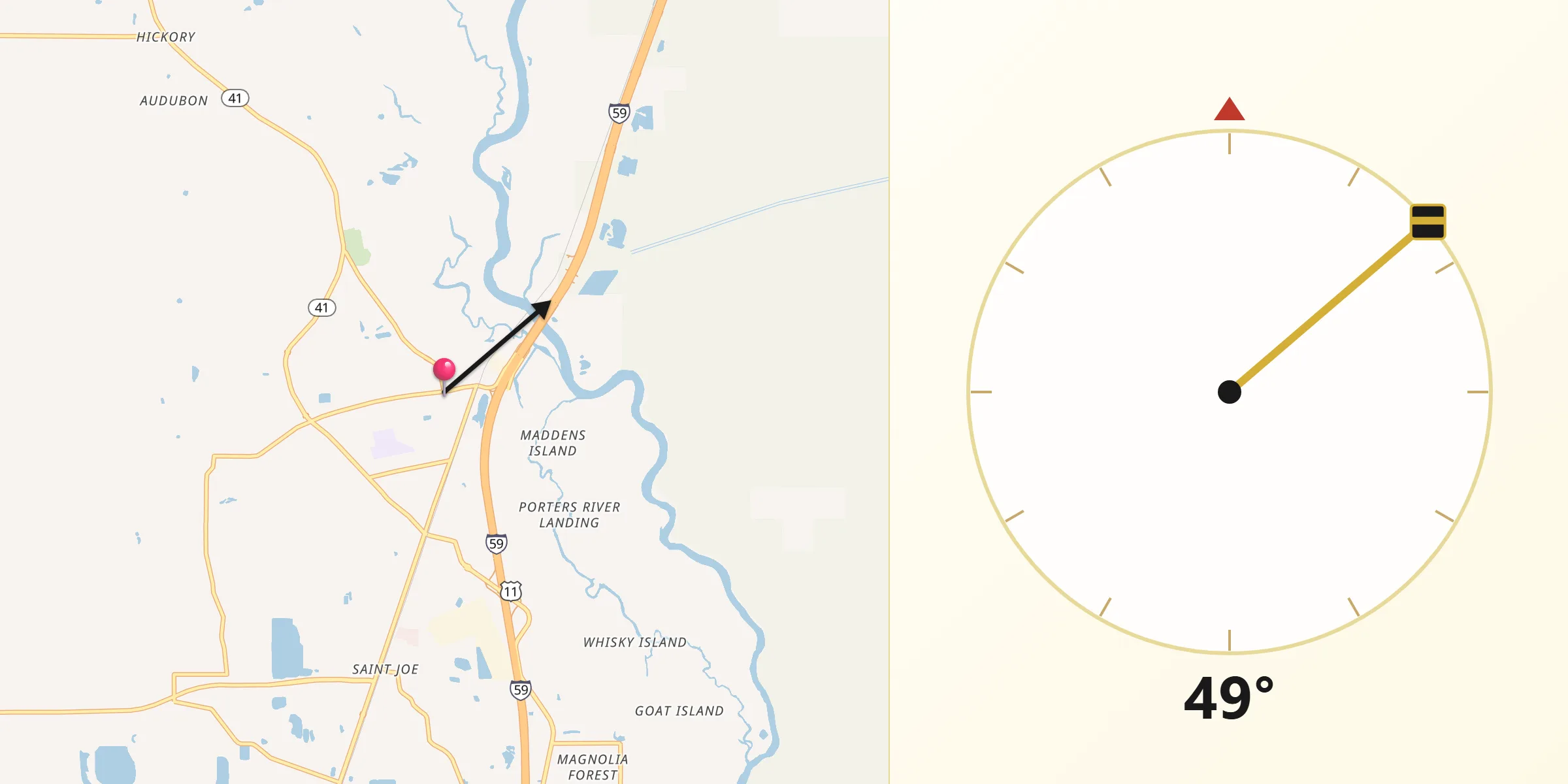 Qibla Direction from Pearl River