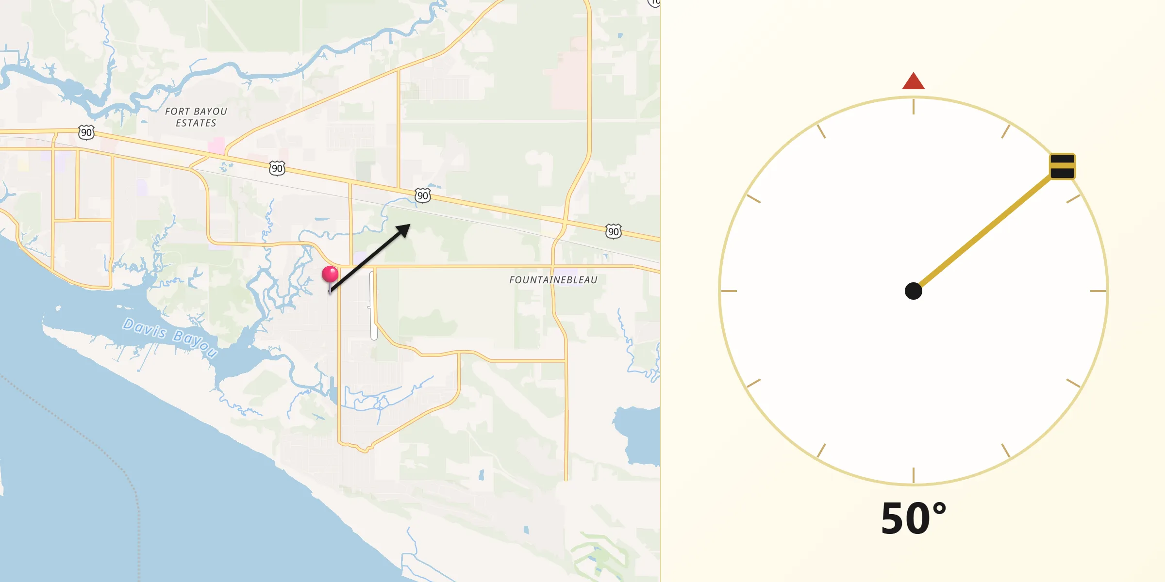 Qibla Direction from Gulf Park Estates