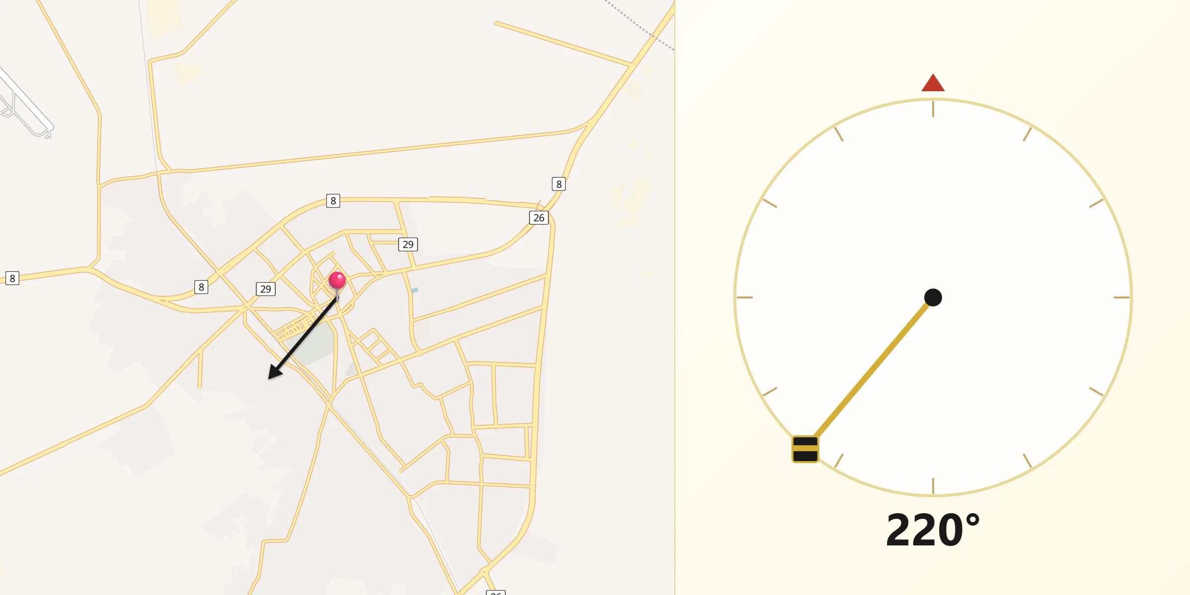 Direction vers la Qibla depuis Az Zubayr